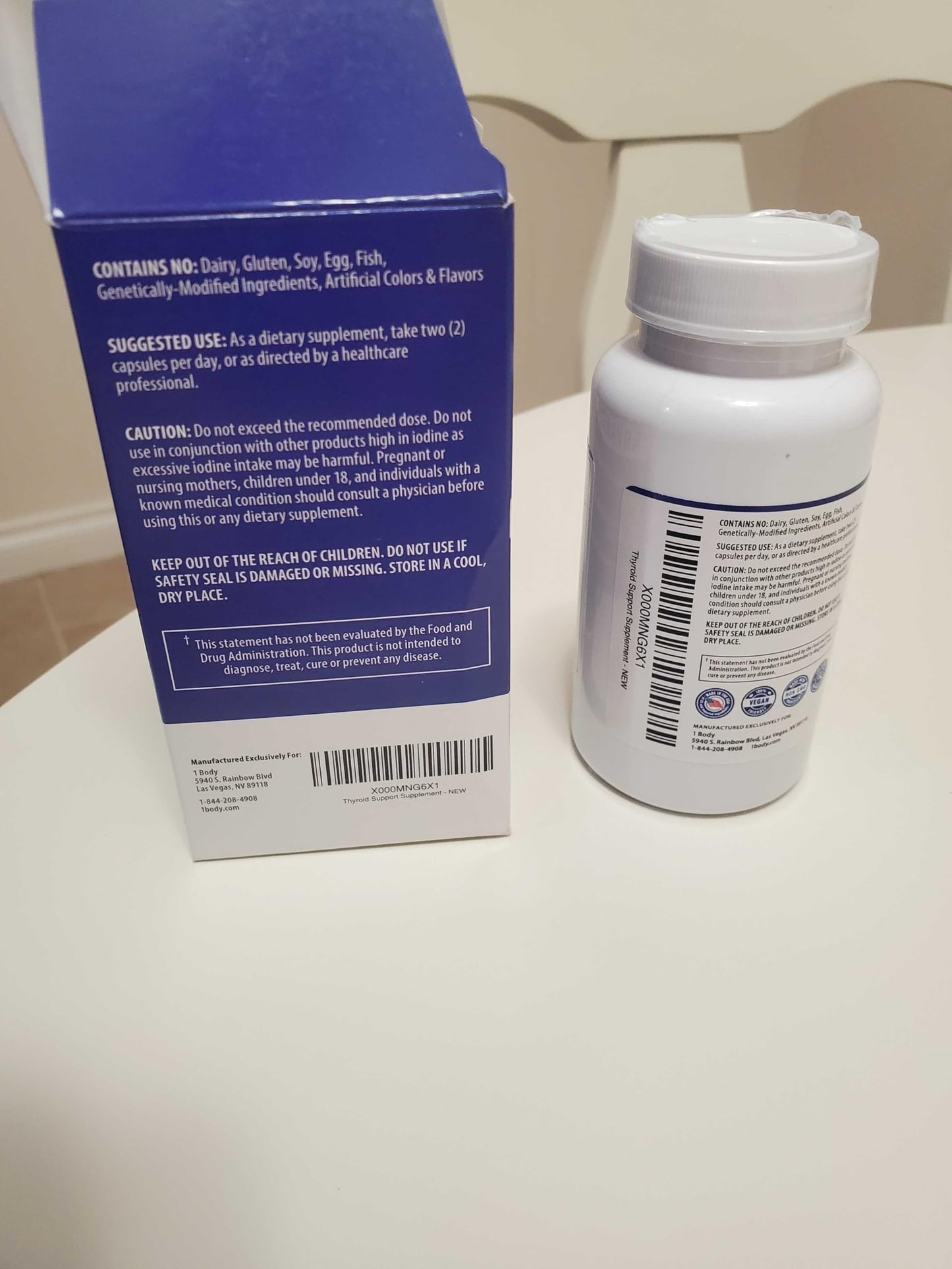 1 Body Thyroid Support Supplement β 90-Day, 3 Pack (Non-GMO Vegetarian)