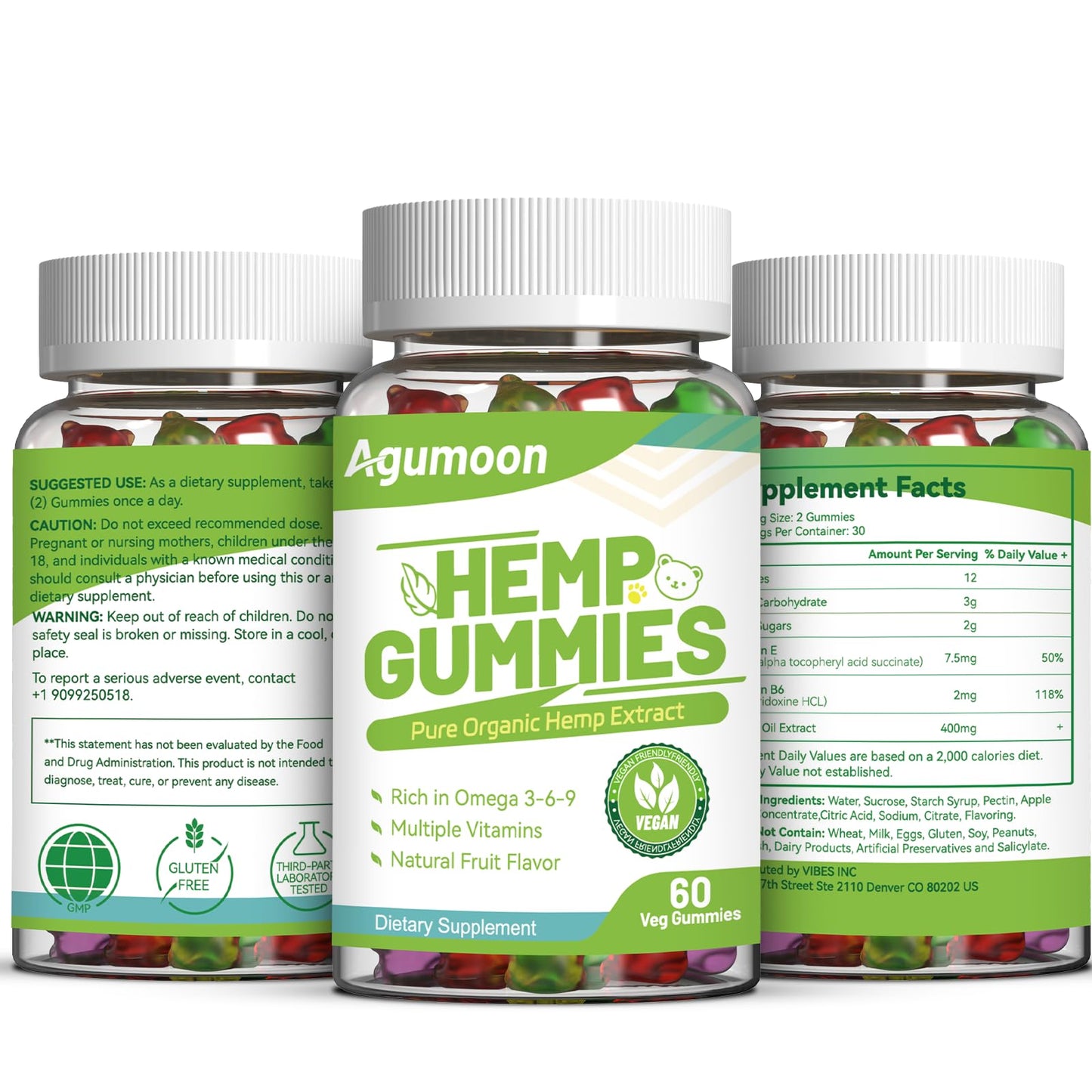 Hemp Gummies 2 Packs - High Potency Relaxing Edibles with Natural Hemp Oil Extract โ Vegan, Low Sugar, Non-GMO, 120 Counts
