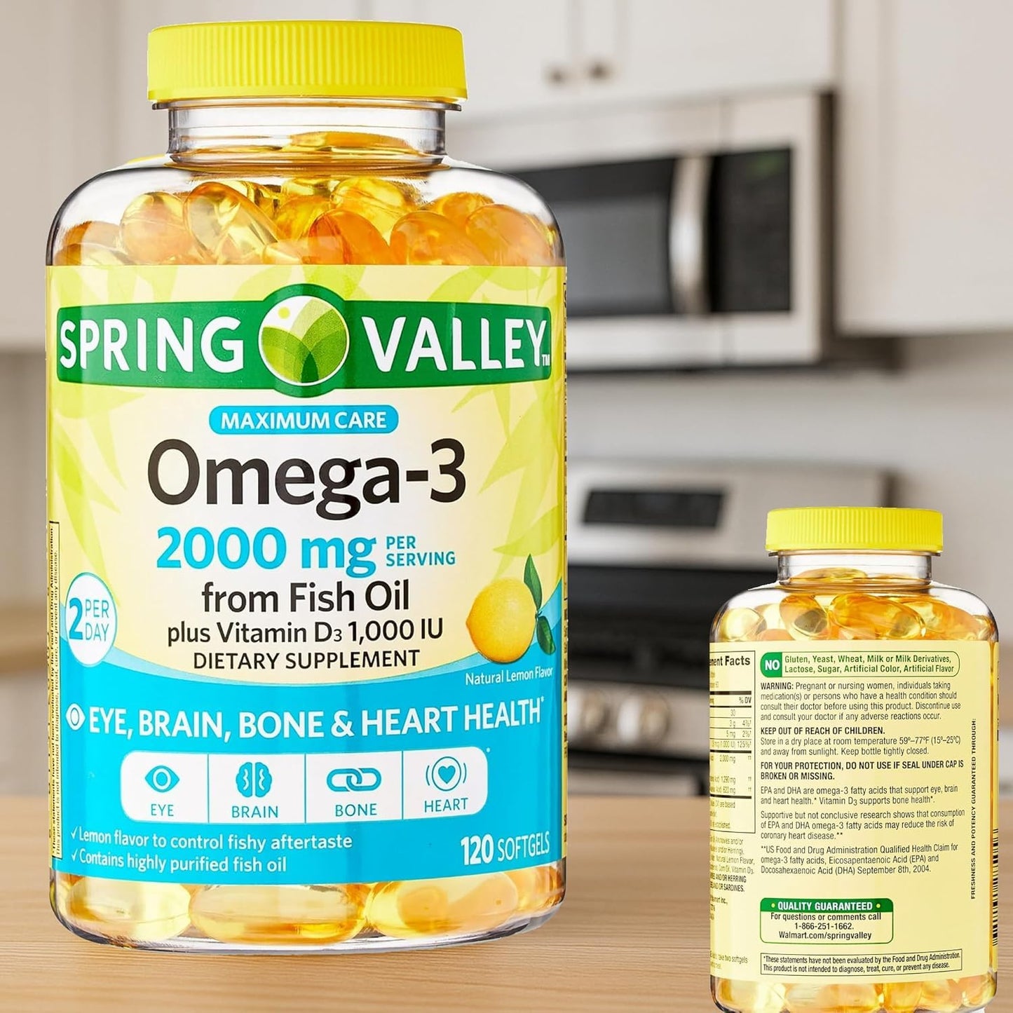 Spring Valley Omega-3 2000 mg + Vitamin D3 1000 IU โ 120 Softgels
