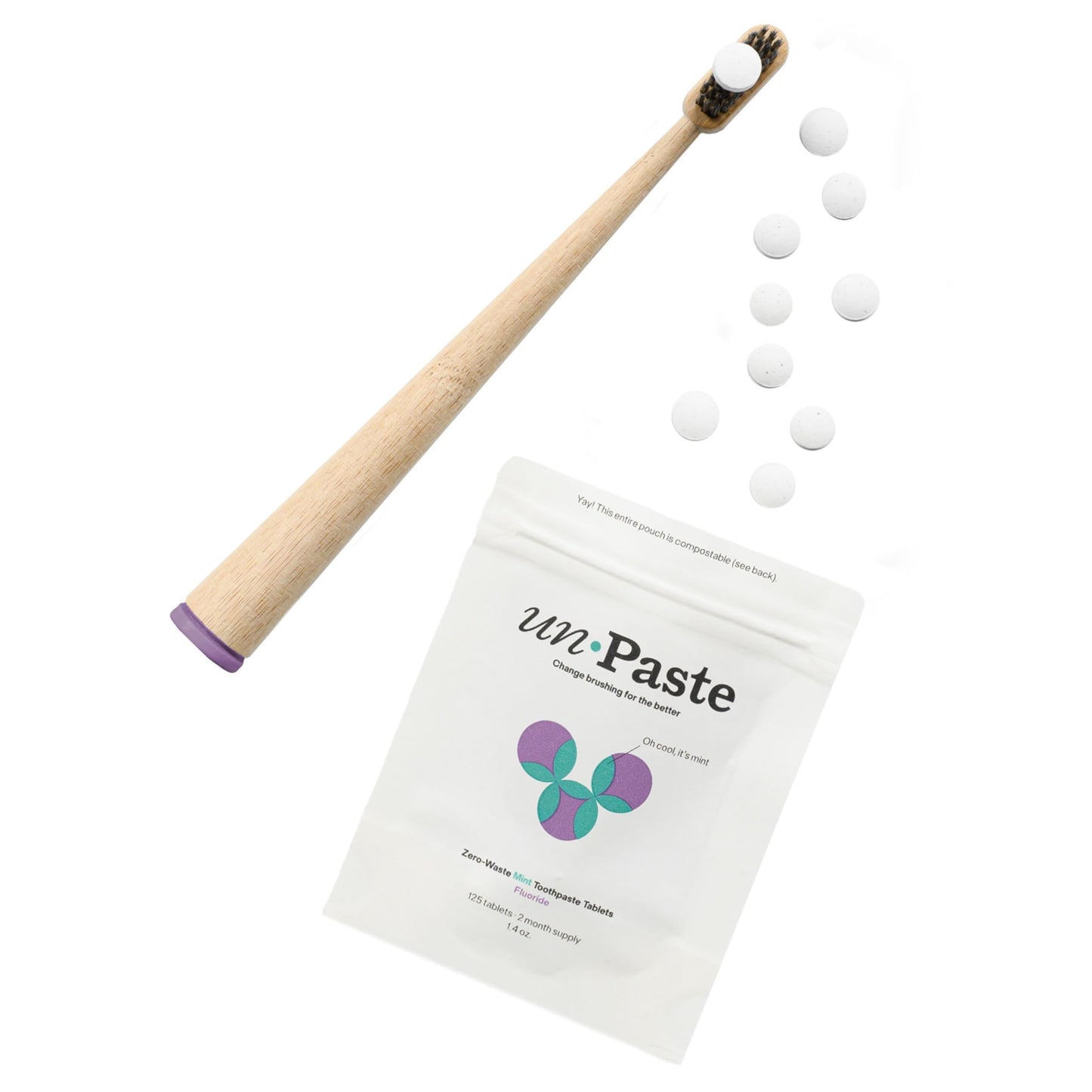 New Formula Unpaste Toothpaste Tablets โ Fluoride Mint, Xylitol Free, Vegan, Plastic Free (125ct, 2 Month Supply)