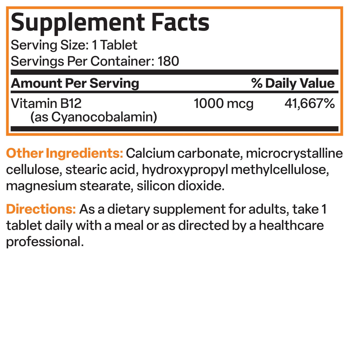 Bronson Vitamin B12 1000 mcg Sustained Release โ Non-GMO, Vegan, 180 Tablets