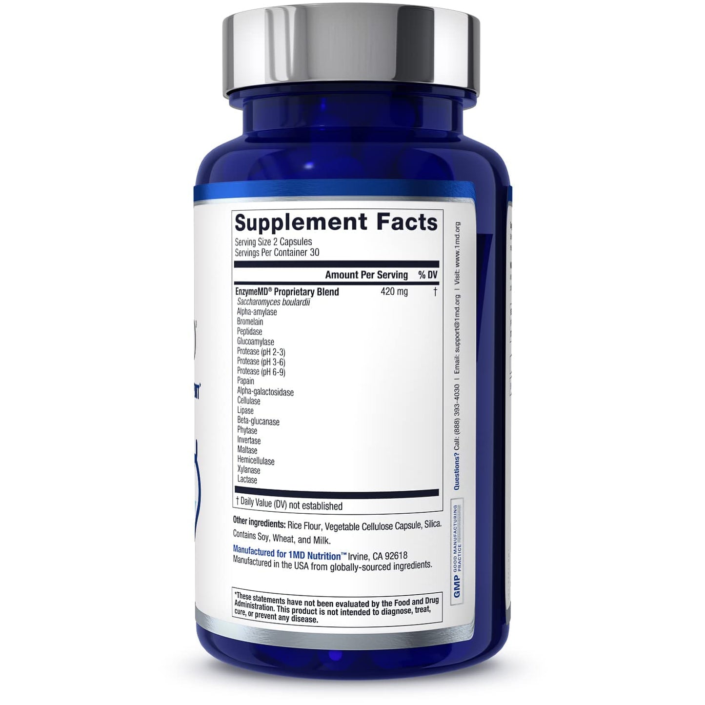 EnzymeMD by 1MD Nutrition โ Doctor-Formulated Digestive Enzymes with 18 Plant-Based Enzymes | 60 Capsules