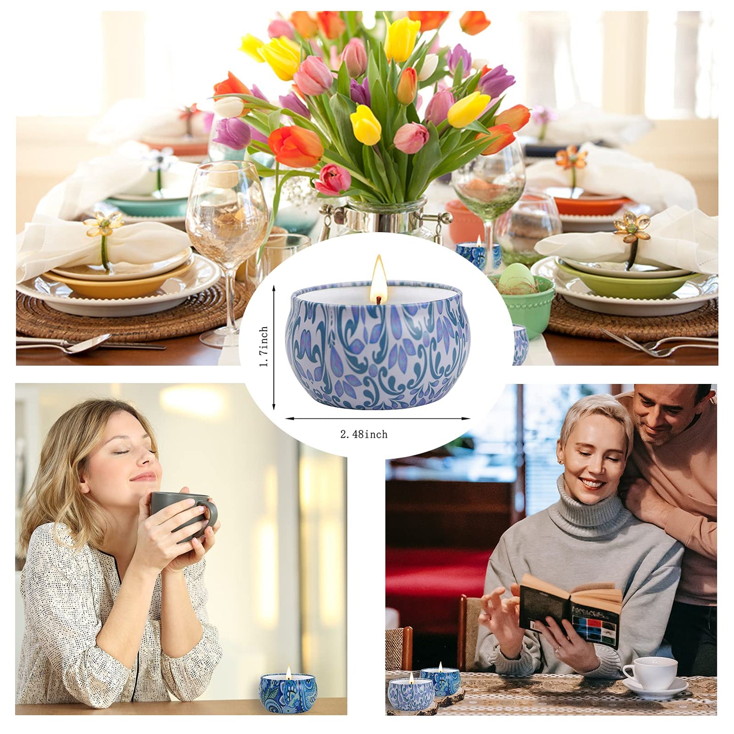 2 Pack 2.5oz Floral Scented Soy Candles โ Travel Tin Aromatherapy Set