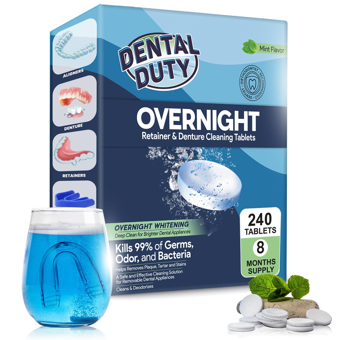 240 Overnight Retainer & Denture Cleaning Tablets โ Extra-Strength Cleaner