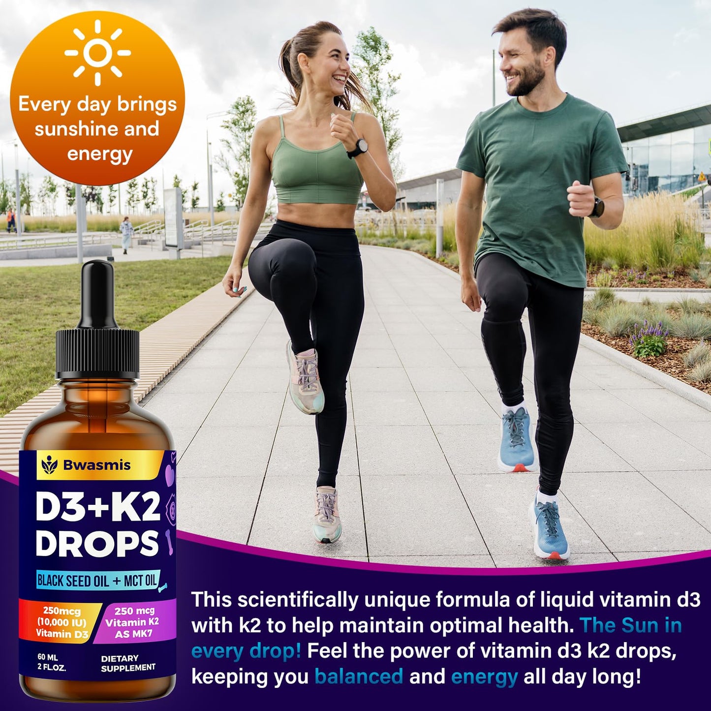 Vitamin D3 K2 Drops 10000IU with Organic Black Seed Oil โ 6-in-1 Liquid (2 oz)