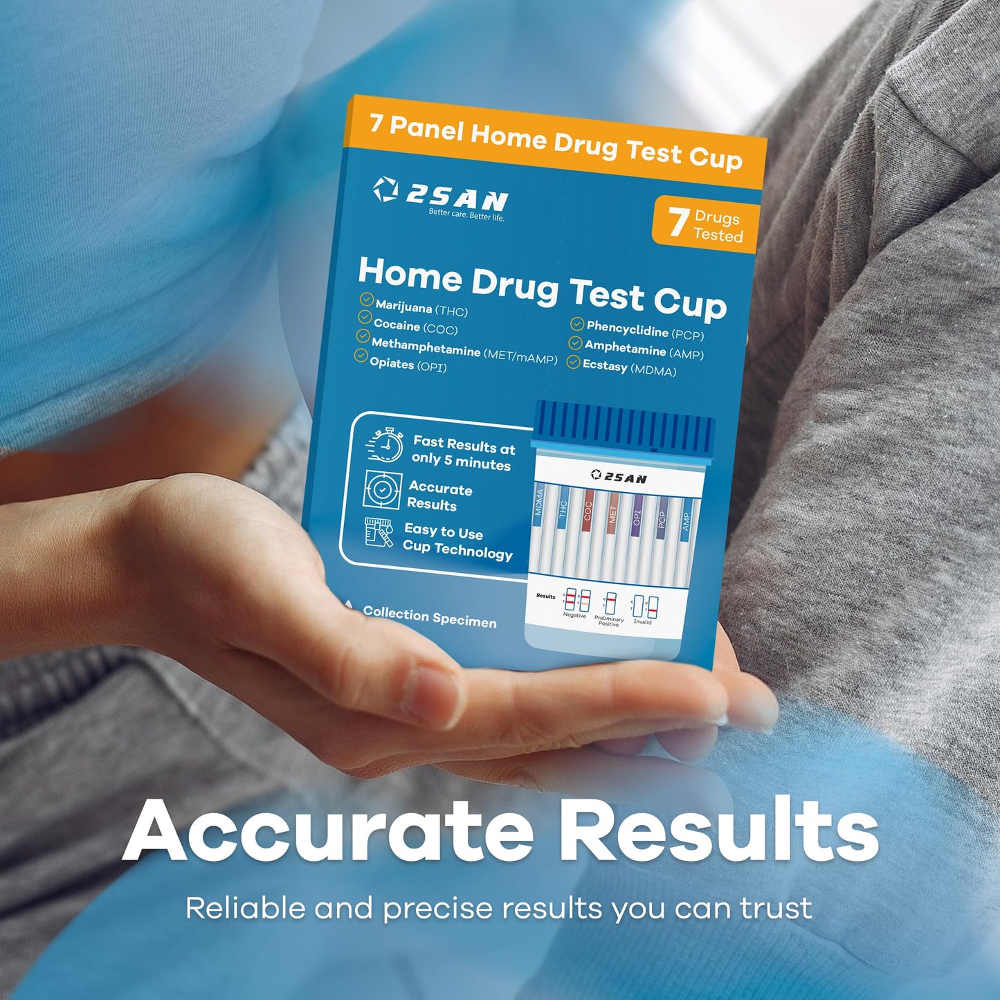 2San 7-Panel Drug Test Cup โ 5-Min At-Home Results (THC, COC, MET, OPI, AMP, MDMA, PCP)
