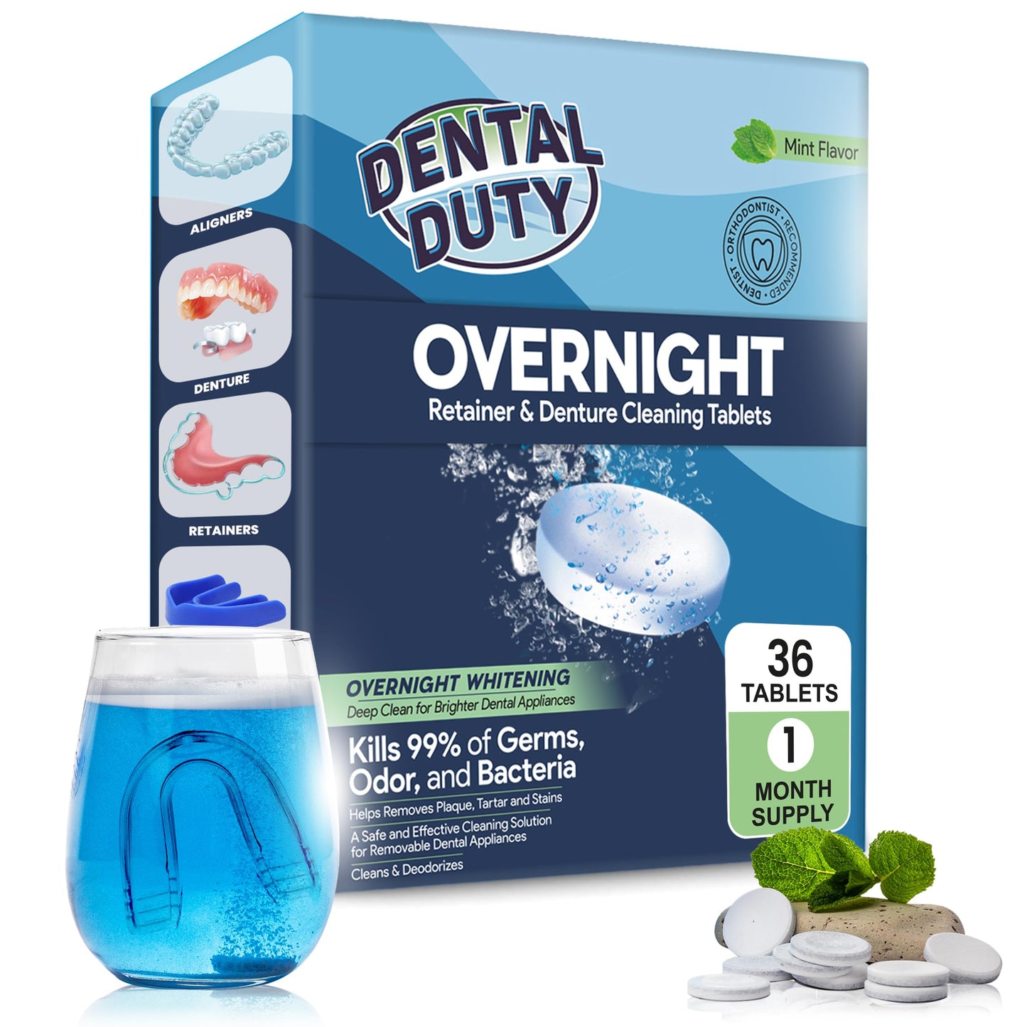 36 Overnight Retainer & Denture Cleaning Tablets โ Extra-Strength Cleaner