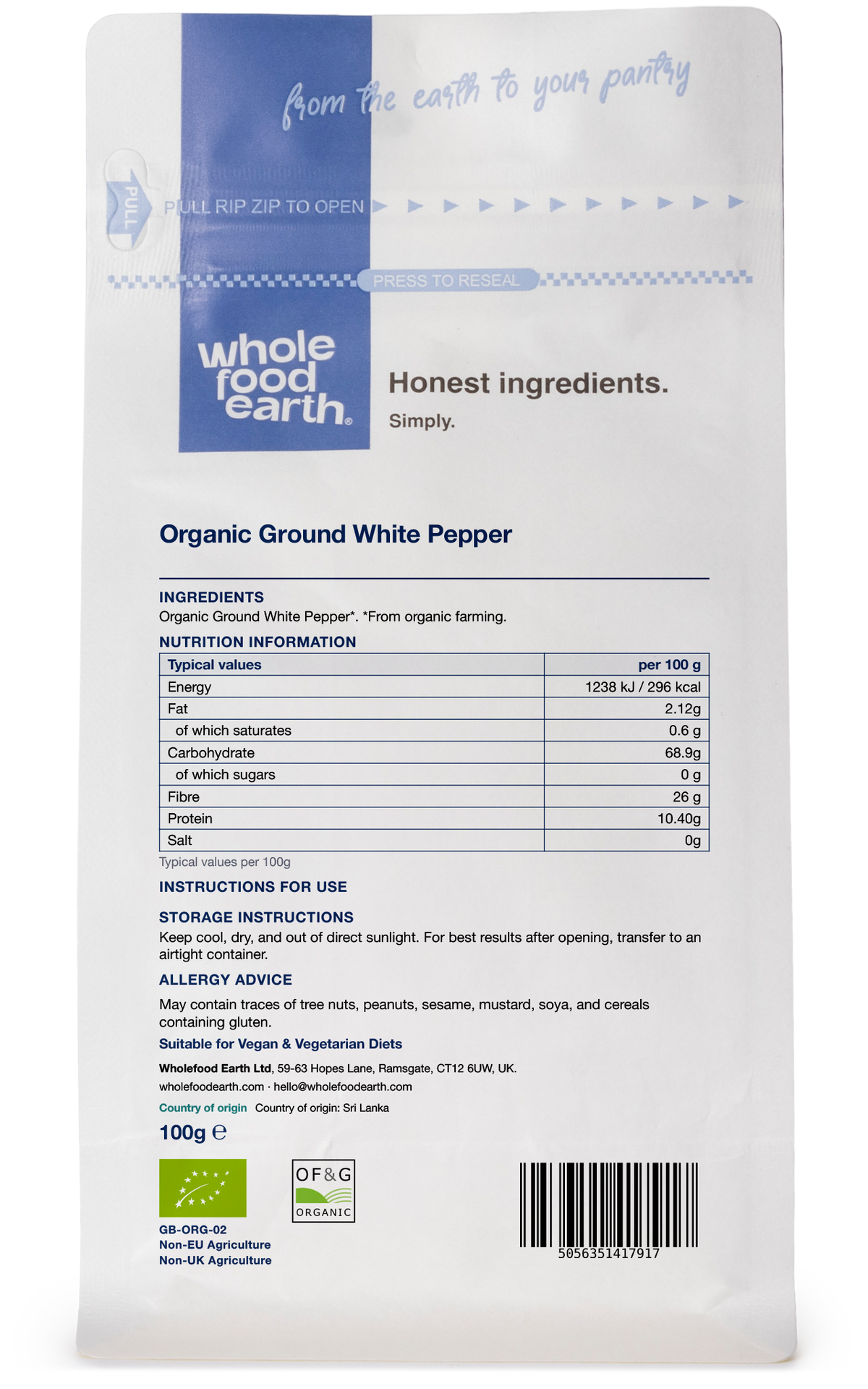 Organic Ground White Pepper