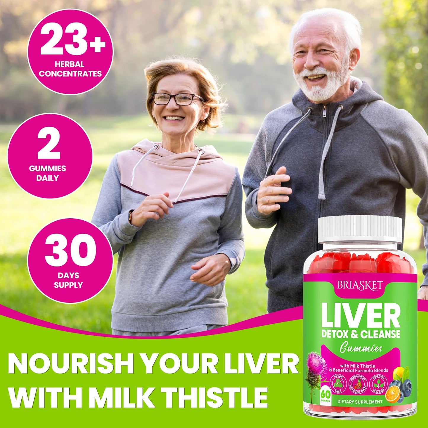 Liver Cleanse Detox Gummies โ 2000mg Milk Thistle, 60 Gummies, 23-in-1