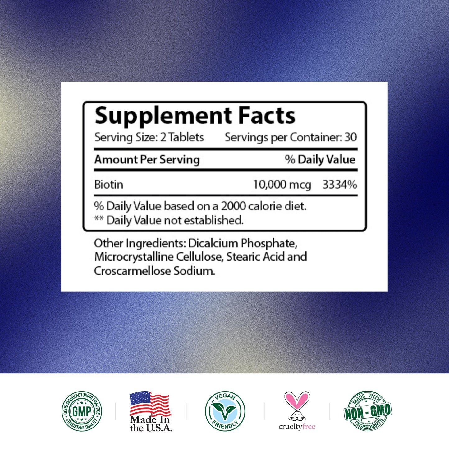 Research Verified Biotin 10,000mcg โ Vegan Hair, Skin & Nails