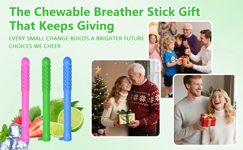 6PCS Flavored Chewable Sticks with Essential Oil โ Fresh Breath & Focus, Portable Silicone Sticks