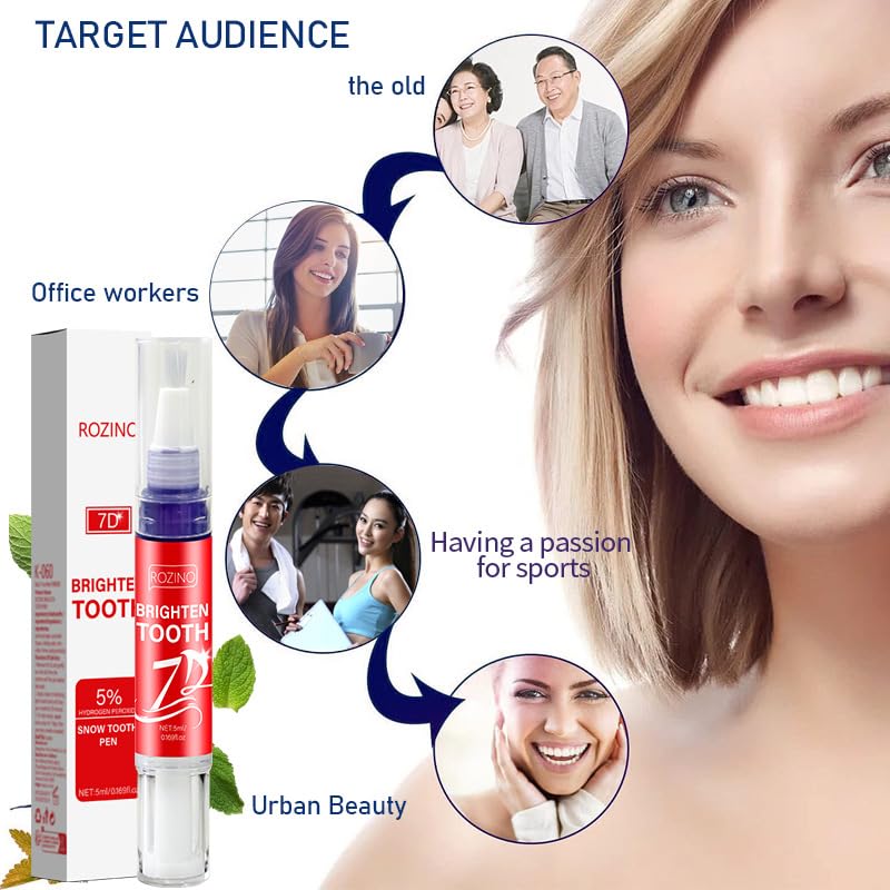 7D Brighten Tooth Whitening Pen โ 5% Hydrogen Peroxide Snow Formula