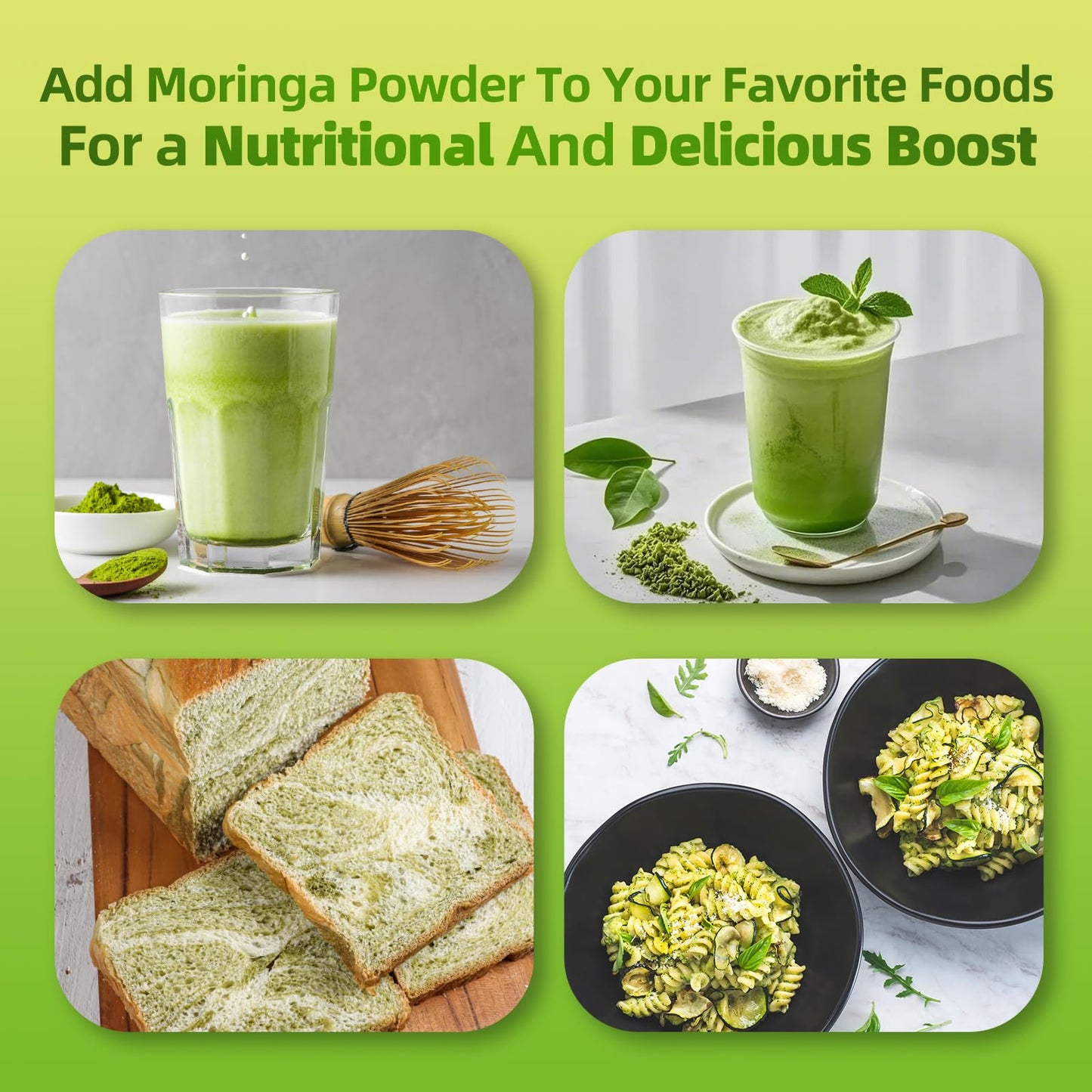 Organic Moringa & Matcha Powder โ Multi-Green Superfoods for Energy, Digestion, Antioxidants | 8 oz