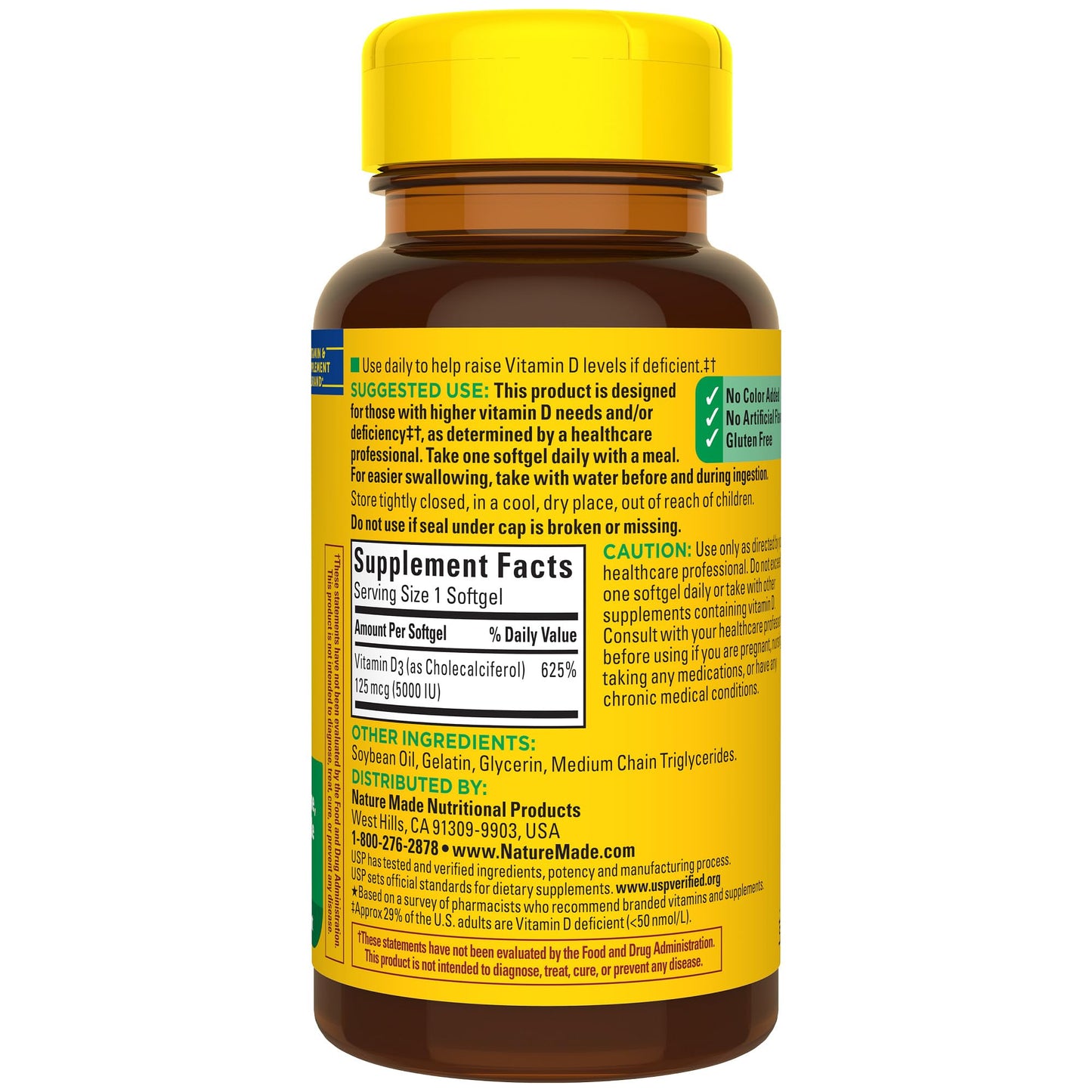 Nature Made Vitamin D3 5000 IU Softgels โ 90 Count, 90 Day Supply