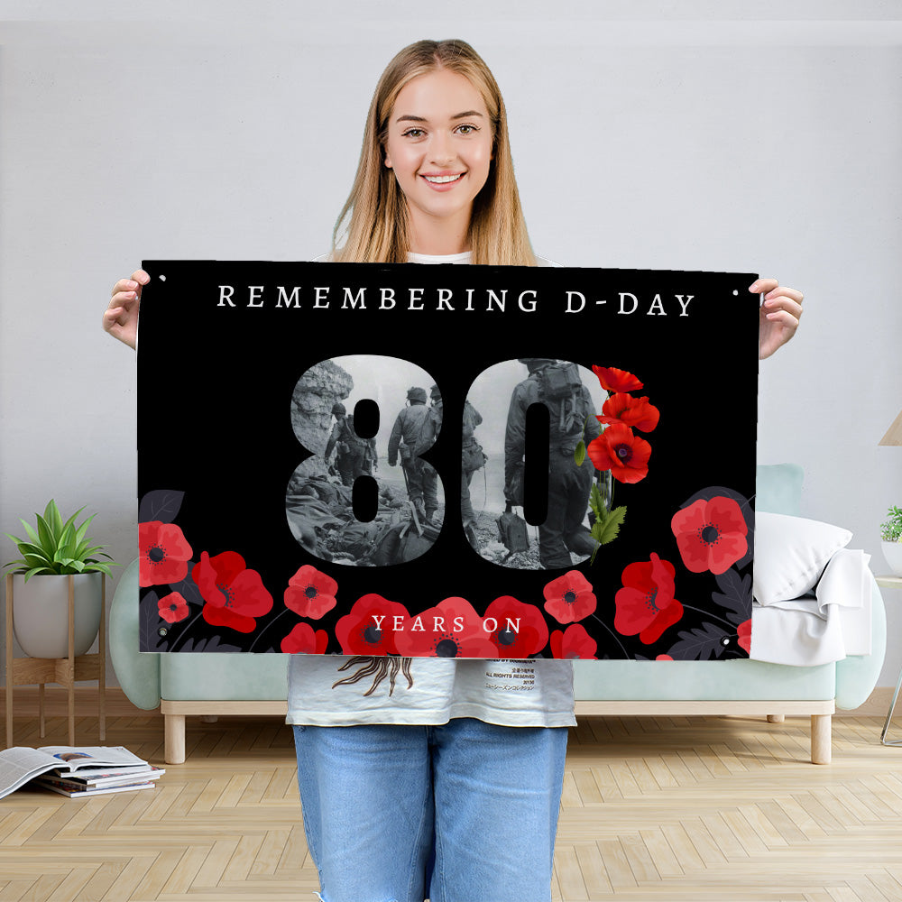 Remembering D-Day 80 Years Poppies | Banner - 3 Sizes