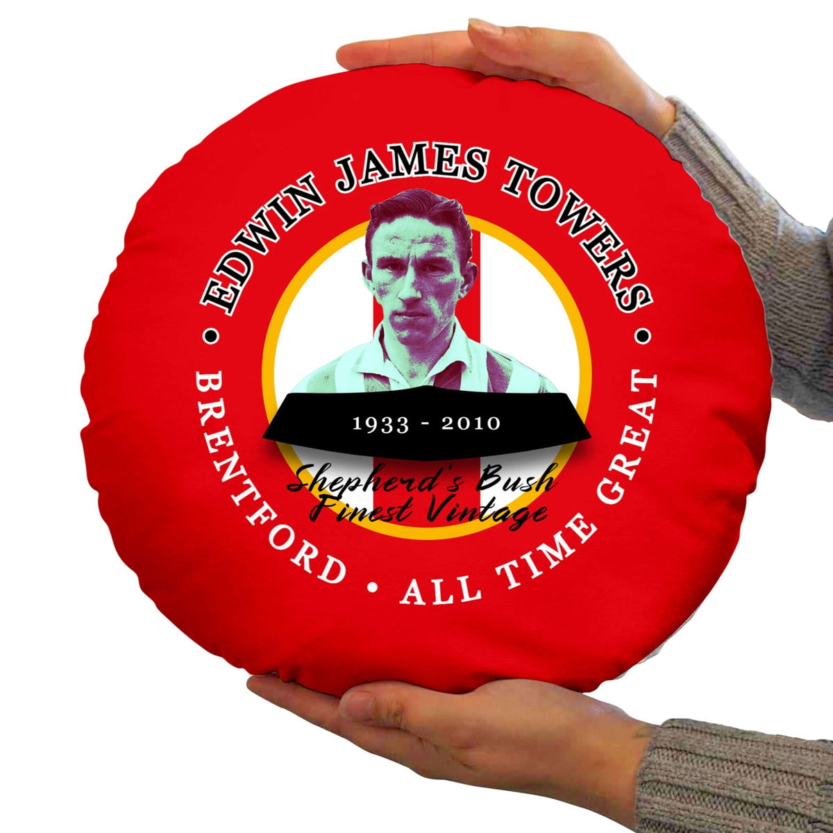 Brentford Jim Towers - Football Legends - Circle Cushion 14"