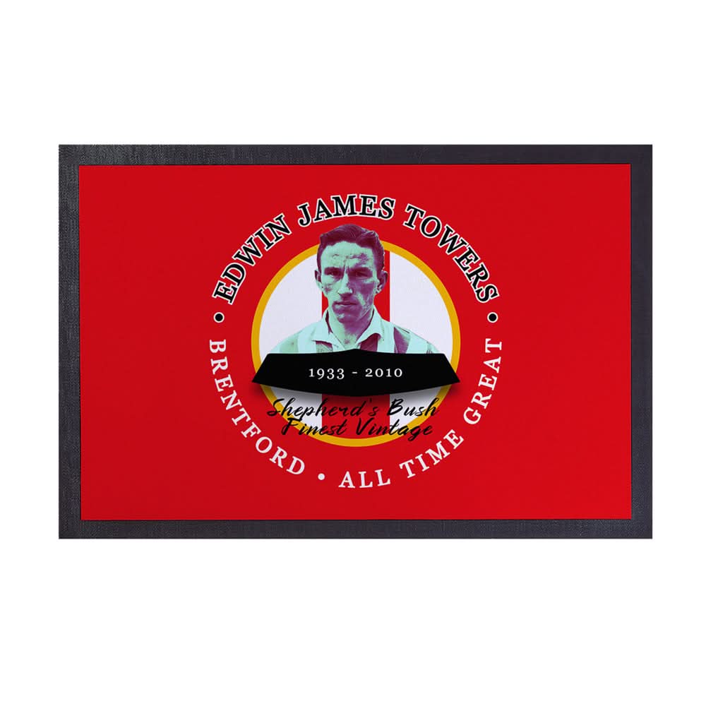 Brentford Jim Towers - Football Legends - Door Mat -60cm X 40cm