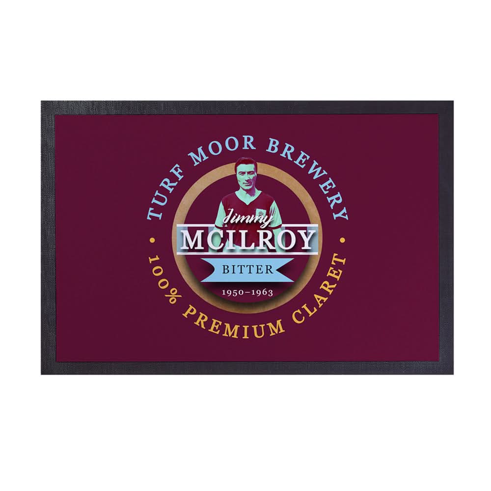 Burnley Jimmy McIlroy - Football Legends - Door Mat -60cm X 40cm