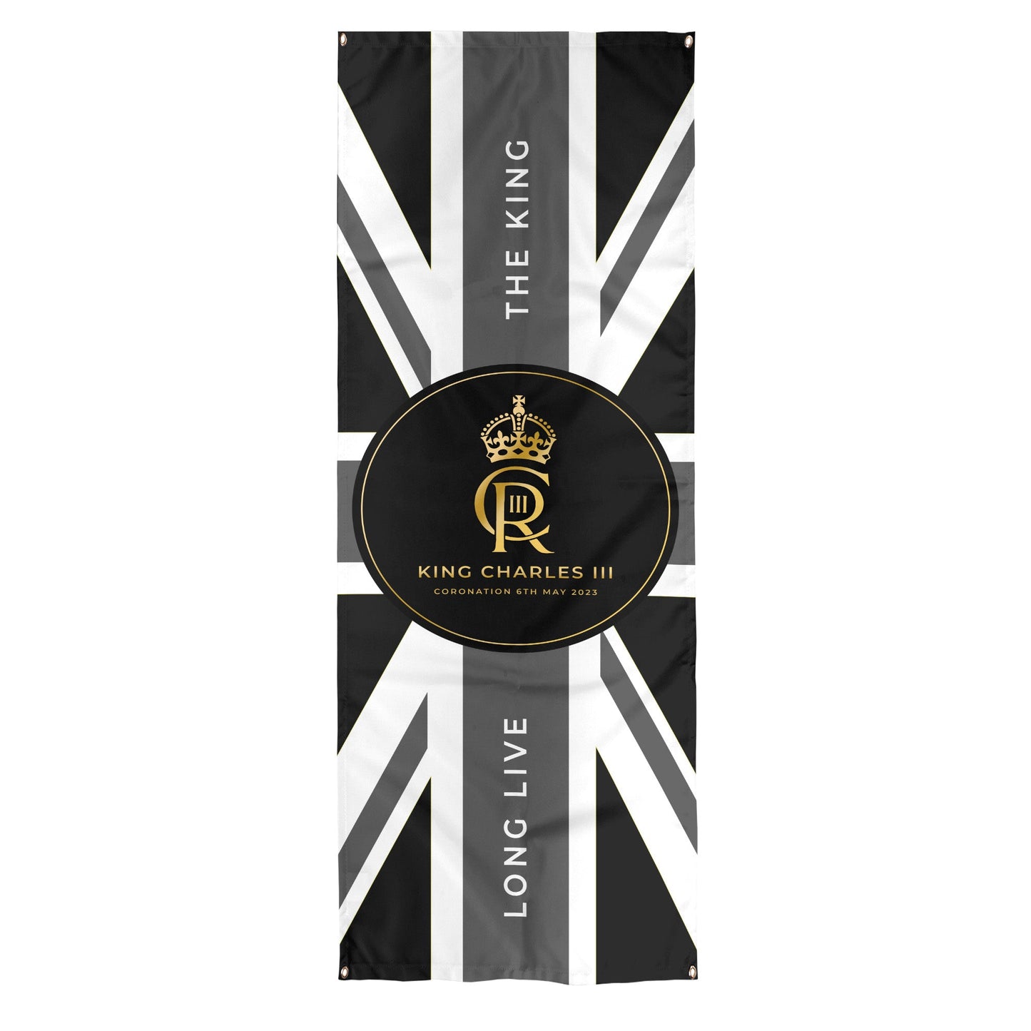King Charles Coronation - B&W Union Jack Flag - Door Banner