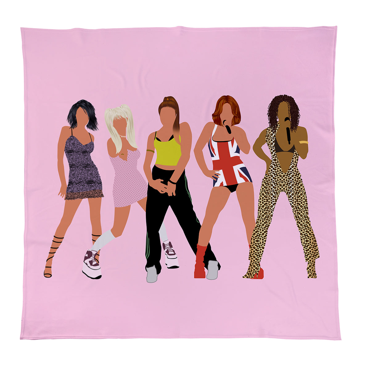 Iconic 90s Girl Band Fleece Throw - Large Size 150cm x 150cm