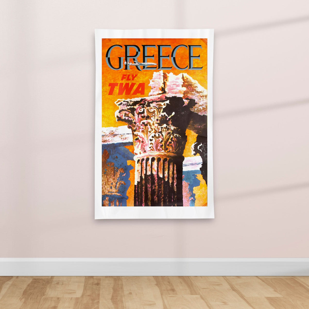 Greece - Vintage Travel poster - Textile Poster