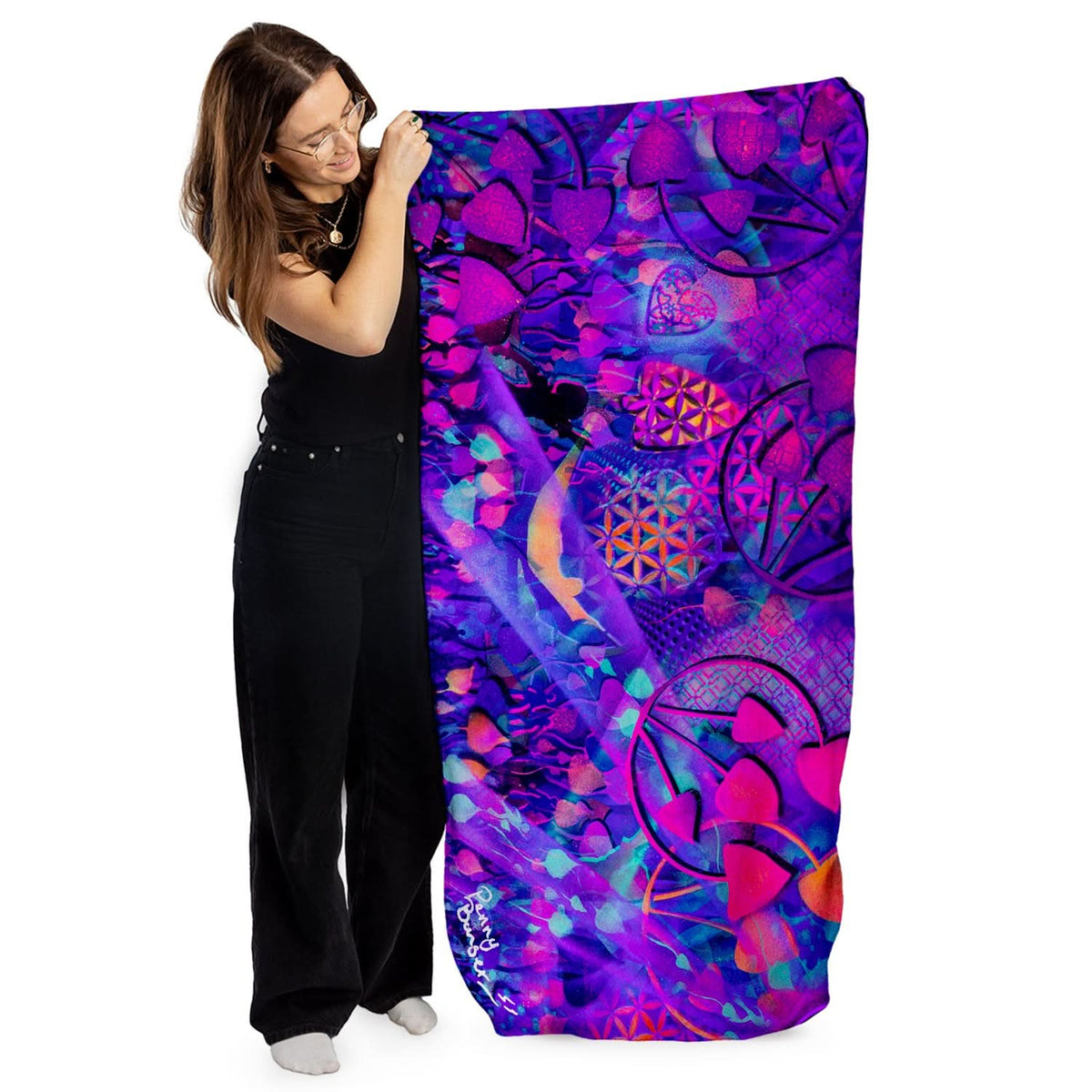 Penny Banger Mushroom Rave Towel - Lightweight, Microfibre Beach Towel - 150cm x 75cm