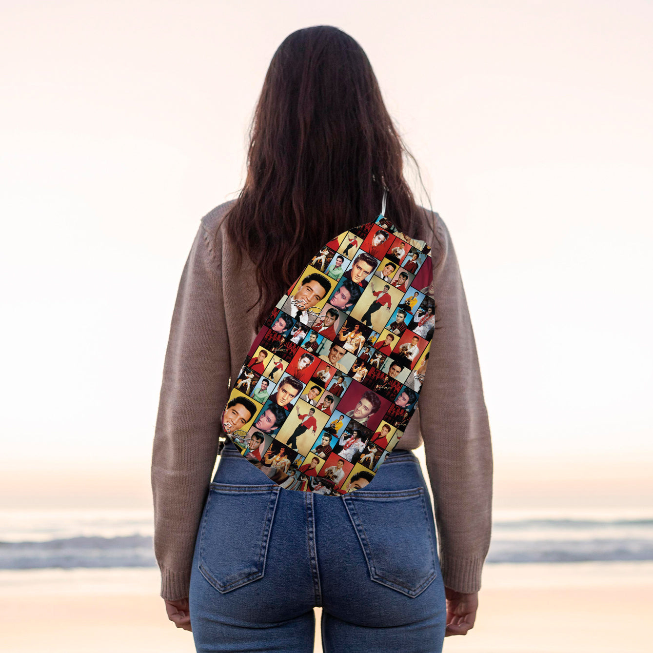 Elvis Montage - Drawstring Duffle bag
