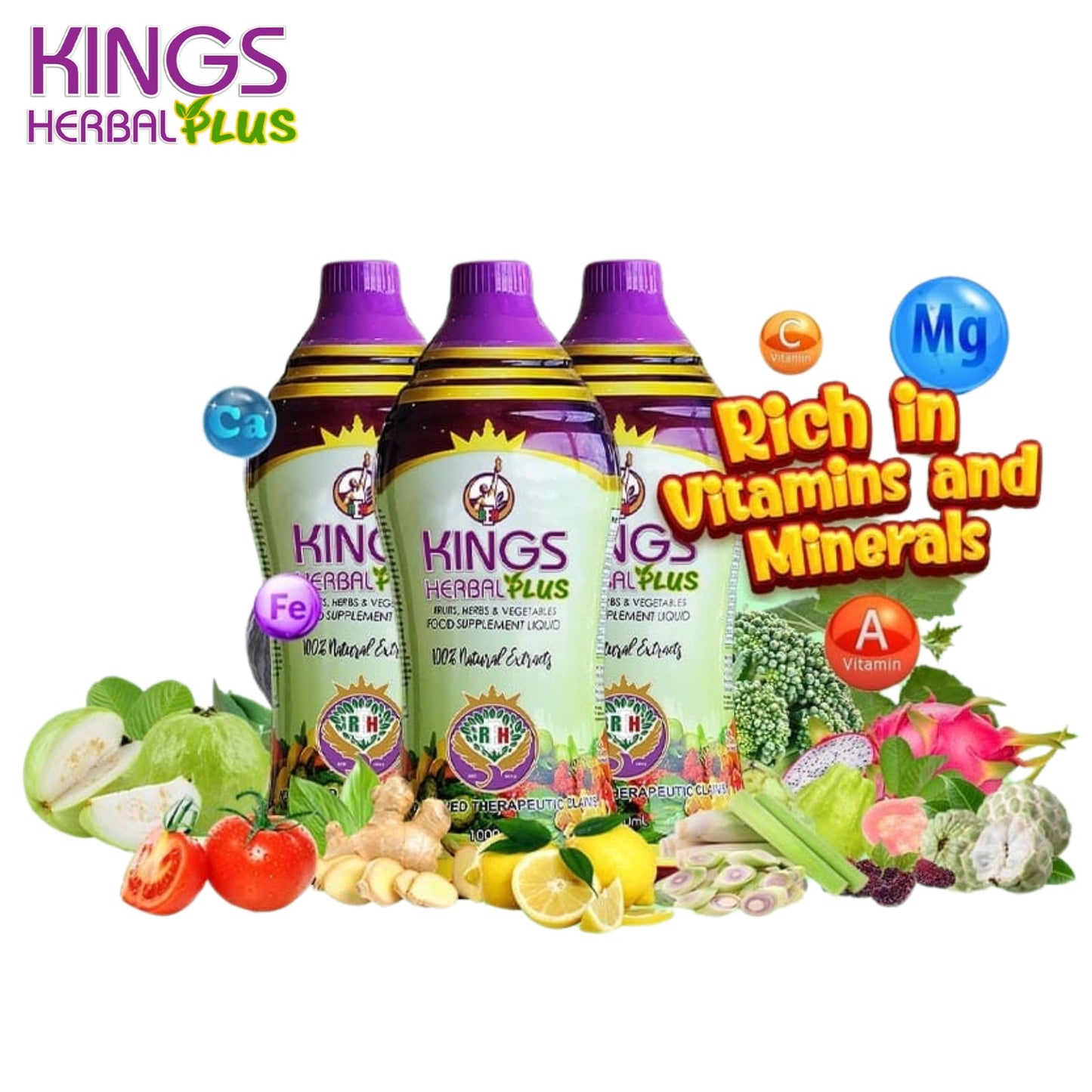 Kings Herbal Plus Food Supplement 1000ml โ Fruits, Herbs & Vegetable Fusion