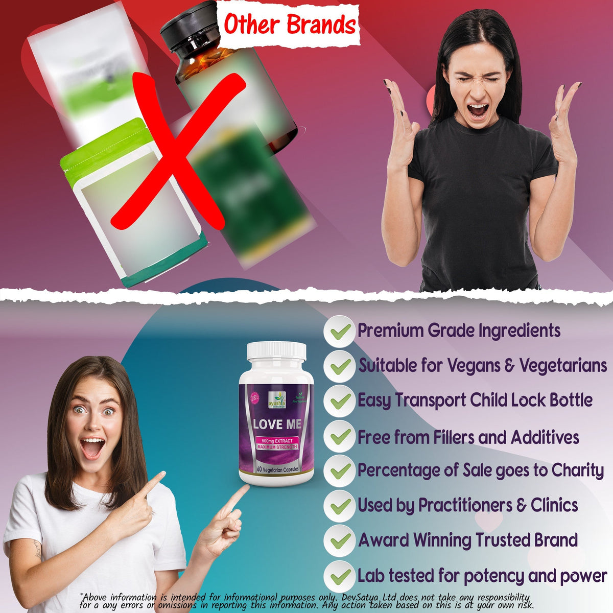Ayushya Love Me Capsules (Vitality Blend) Vitality & Stamina Support - Vegan, Gluten Free, Non-GMO, 60 Capsules