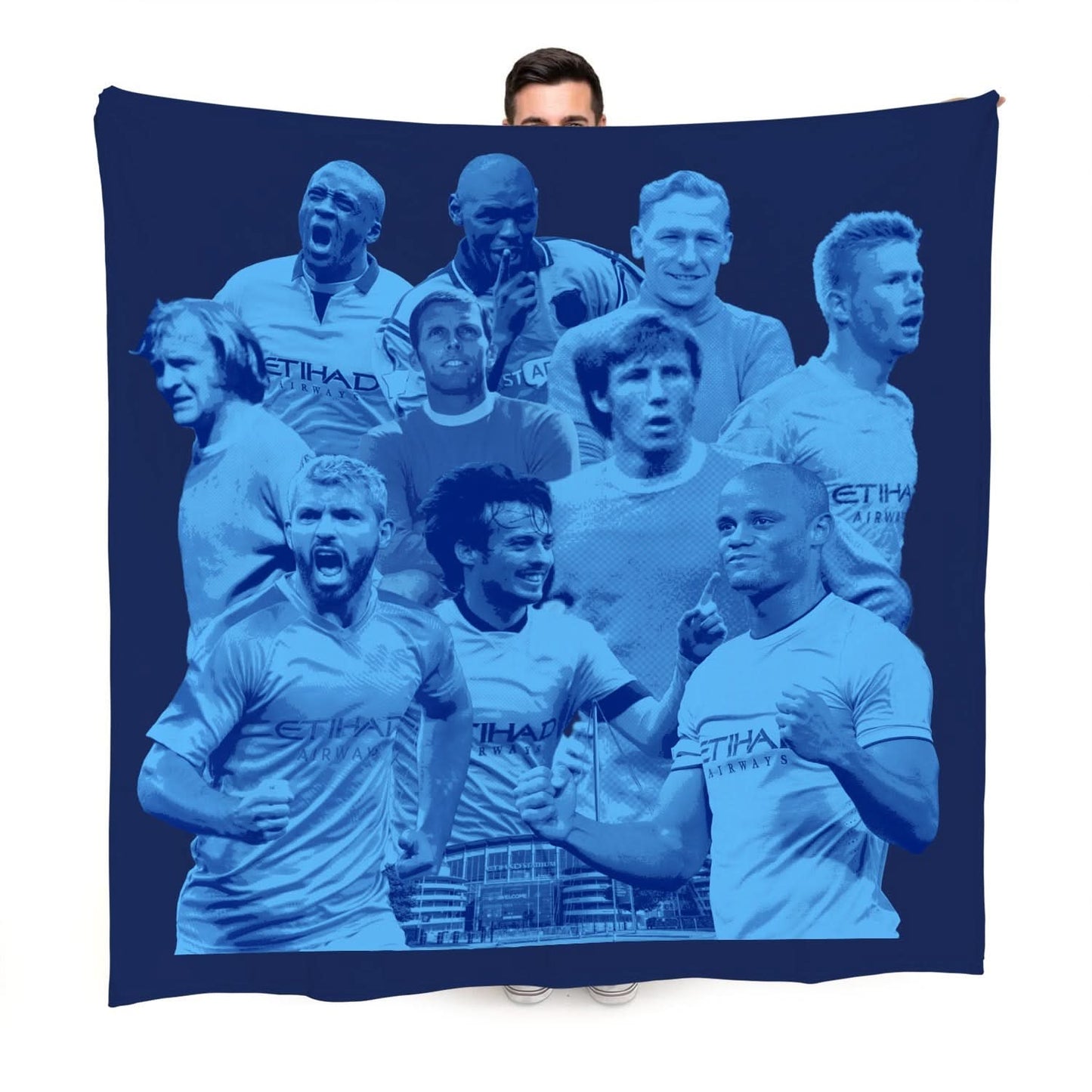 Manchester Blue Montage - Fleece 150cm X 150cm
