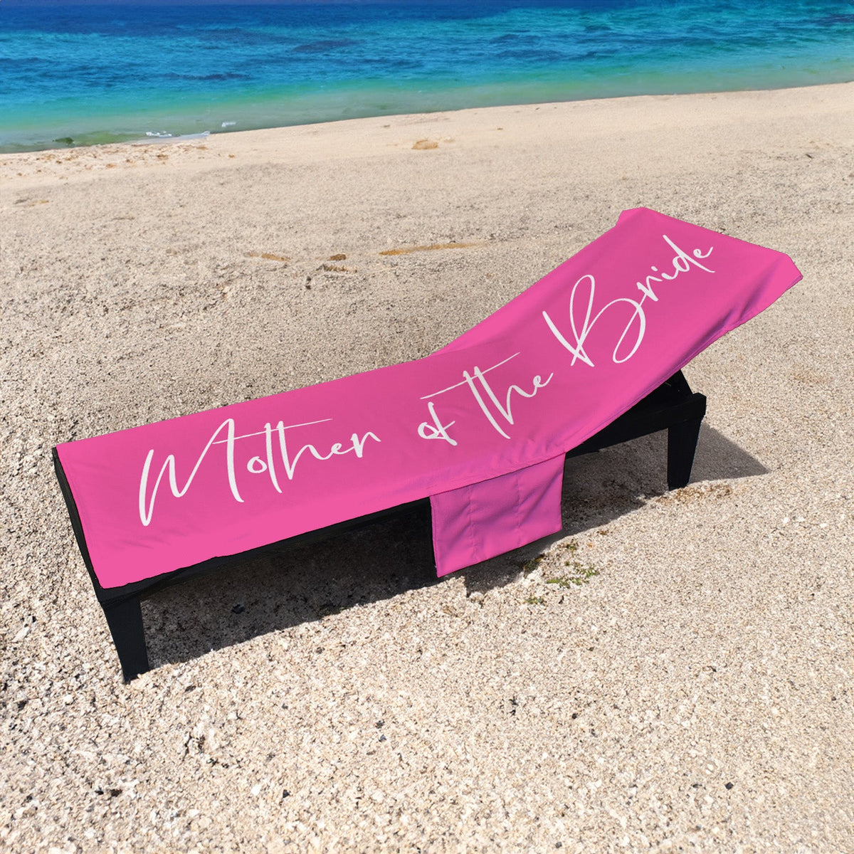Mother of the Bride - Pink - Full Length Sun Lounger Towel with Pockets