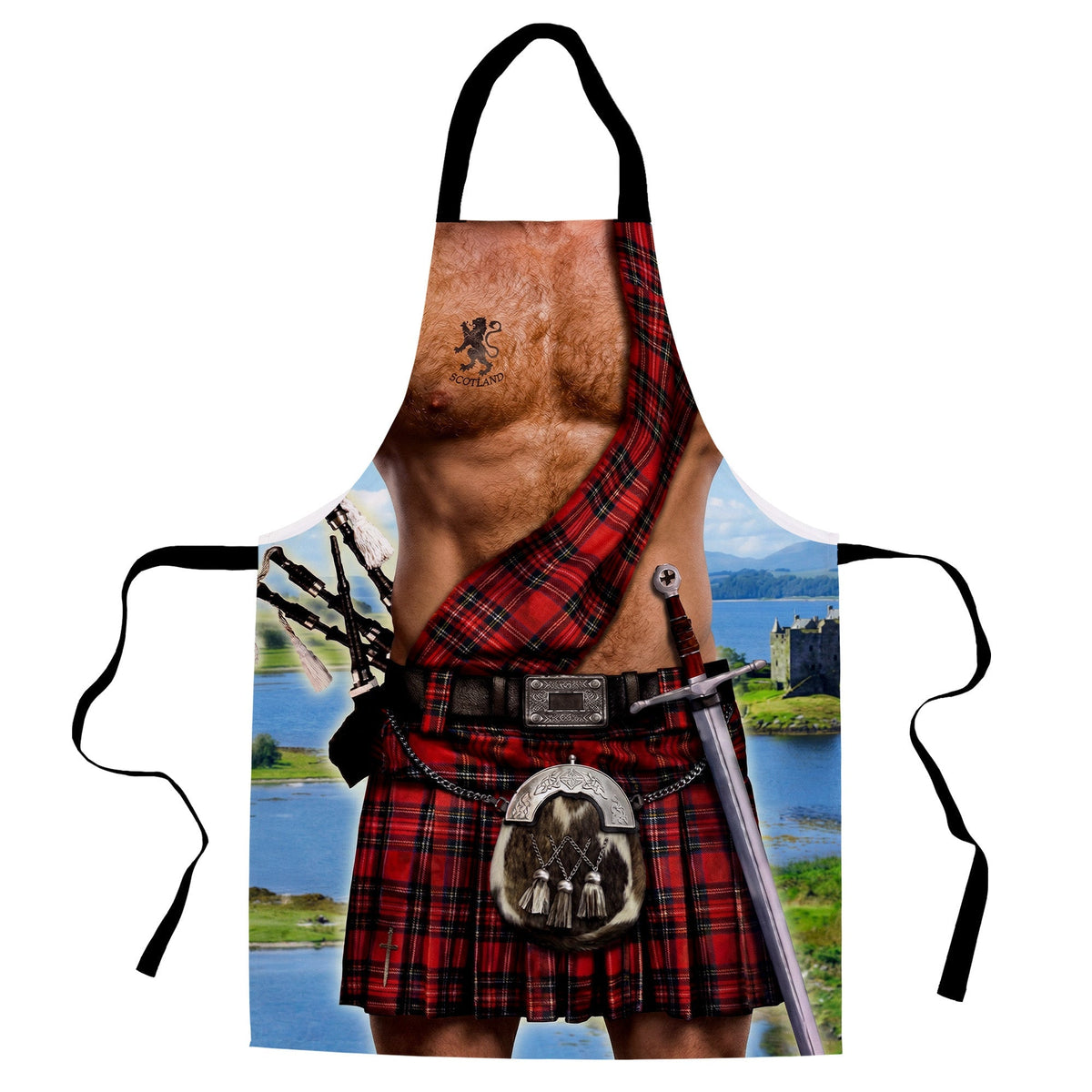 Scottish Man Wearing Kilt, Scotland! - Novelty - Water-Resistant Adults Apron