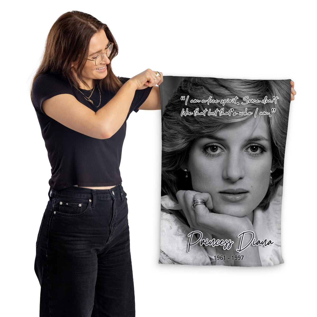 Princess Diana - Free Spirit - Memorabilia keepsake - Portrait Lightweight, Microfibre Tea Towel
