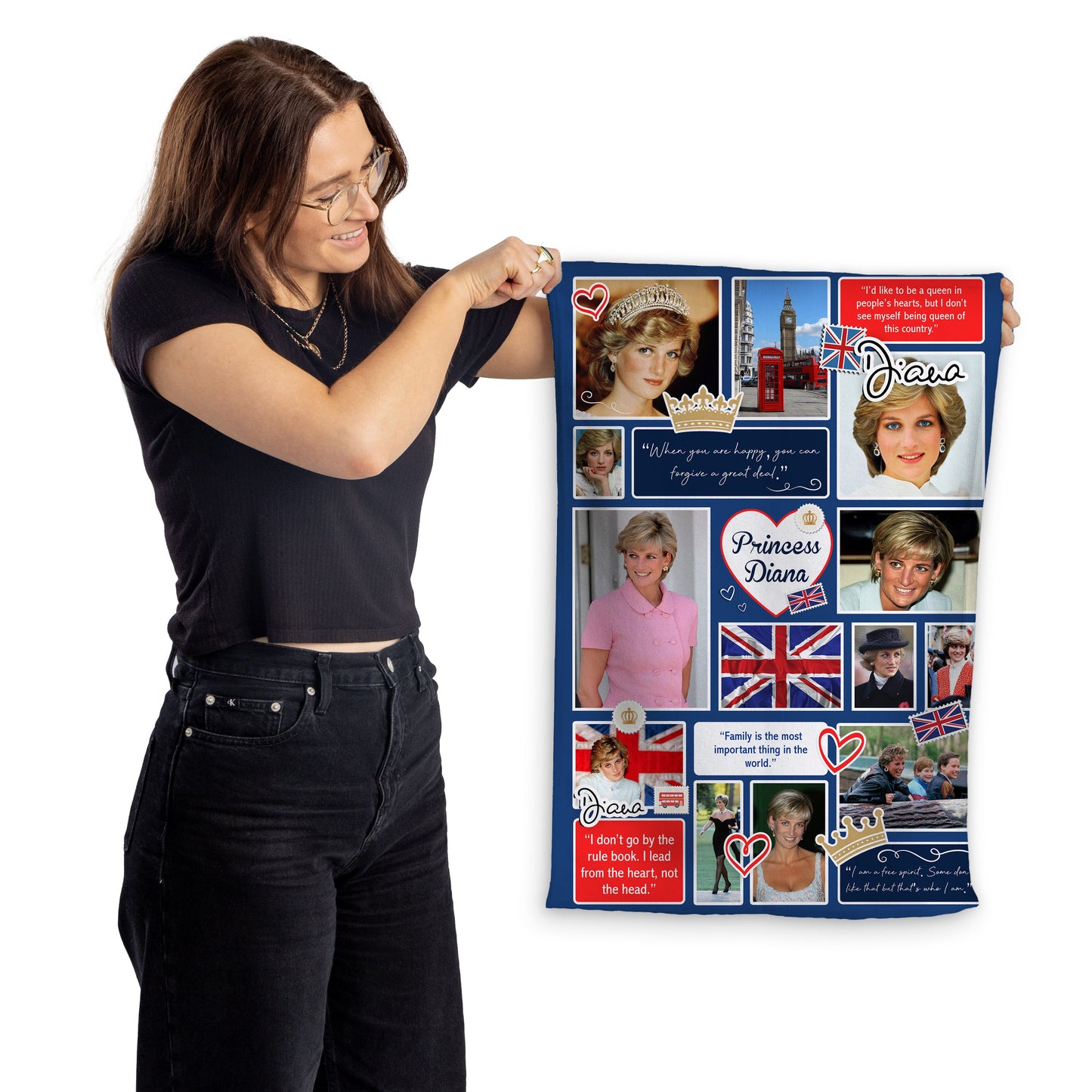 Princess Diana - Photo and Quote - Memorabilia keepsake - Portrait Lightweight, Microfibre Tea Towel