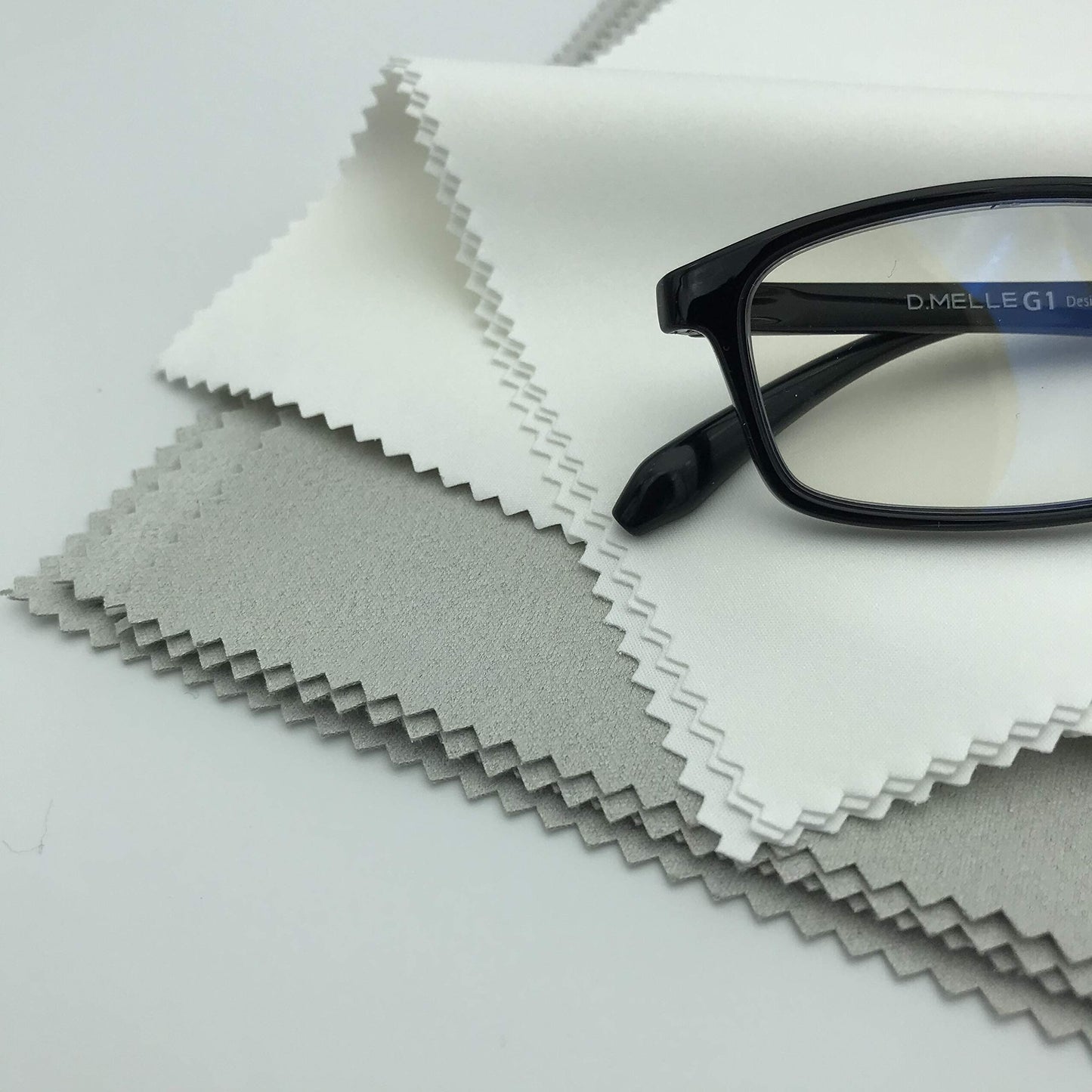 AAwipes Microfiber Cleaning Cloths 30 Pack for Glasses, Lenses, Phones & Delicate Surfaces (6x7) โ White & Dark Grey