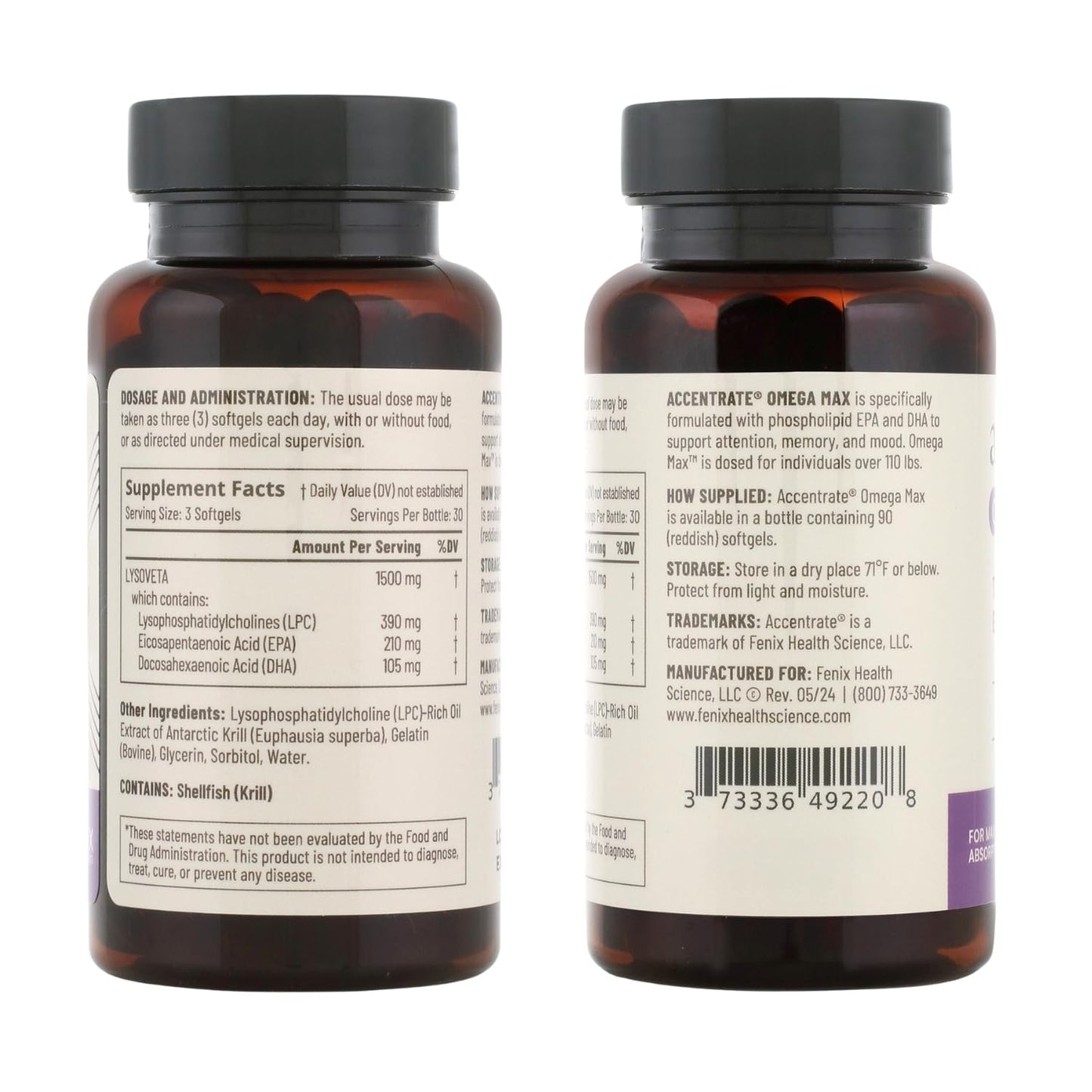 Accentrate Omega Max w/ LYSOVETA LPC โ 6X Higher Absorption EPA & DHA for Brain & Retina Health | Focus, Memory, Mood & Vision