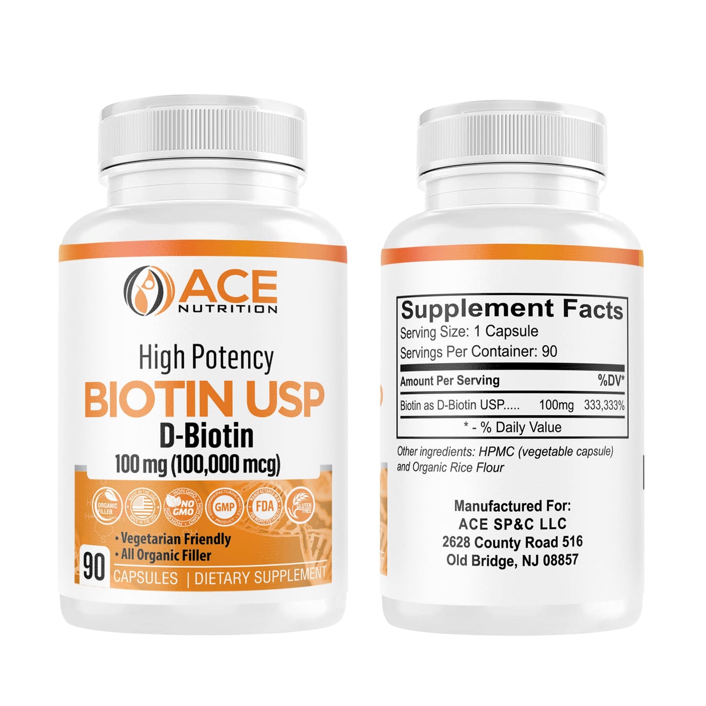 ACE NUTRITION High Potency Biotin USP 100mg (100,000mcg) โ D-Biotin