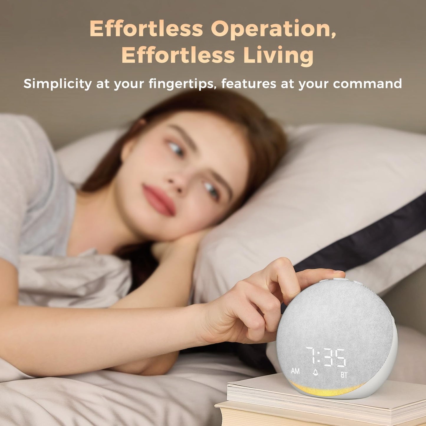 Acedeck Sound Machine Alarm Clock with 25 Sleep Sounds | Frost White
