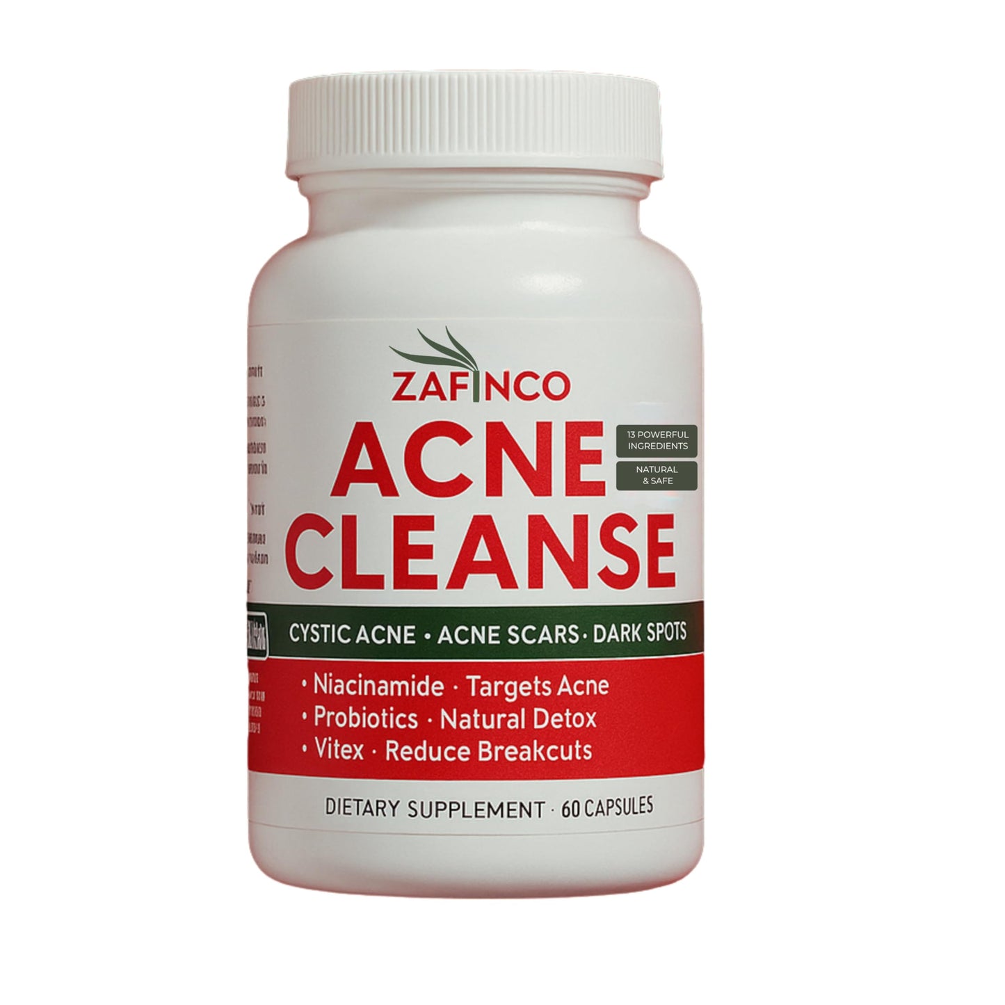 Acne Cleanse Capsules โ Vitex Angus-Castus Extract, Niacinamide & Biotin for Teens & Adults | Organic Acne Treatment, 60 Count