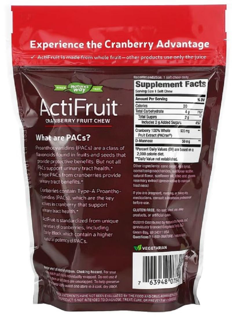 Enzymatic Therapy ActiFruit Cranberry Supplement with Cran-Max โ 20 Soft Chews