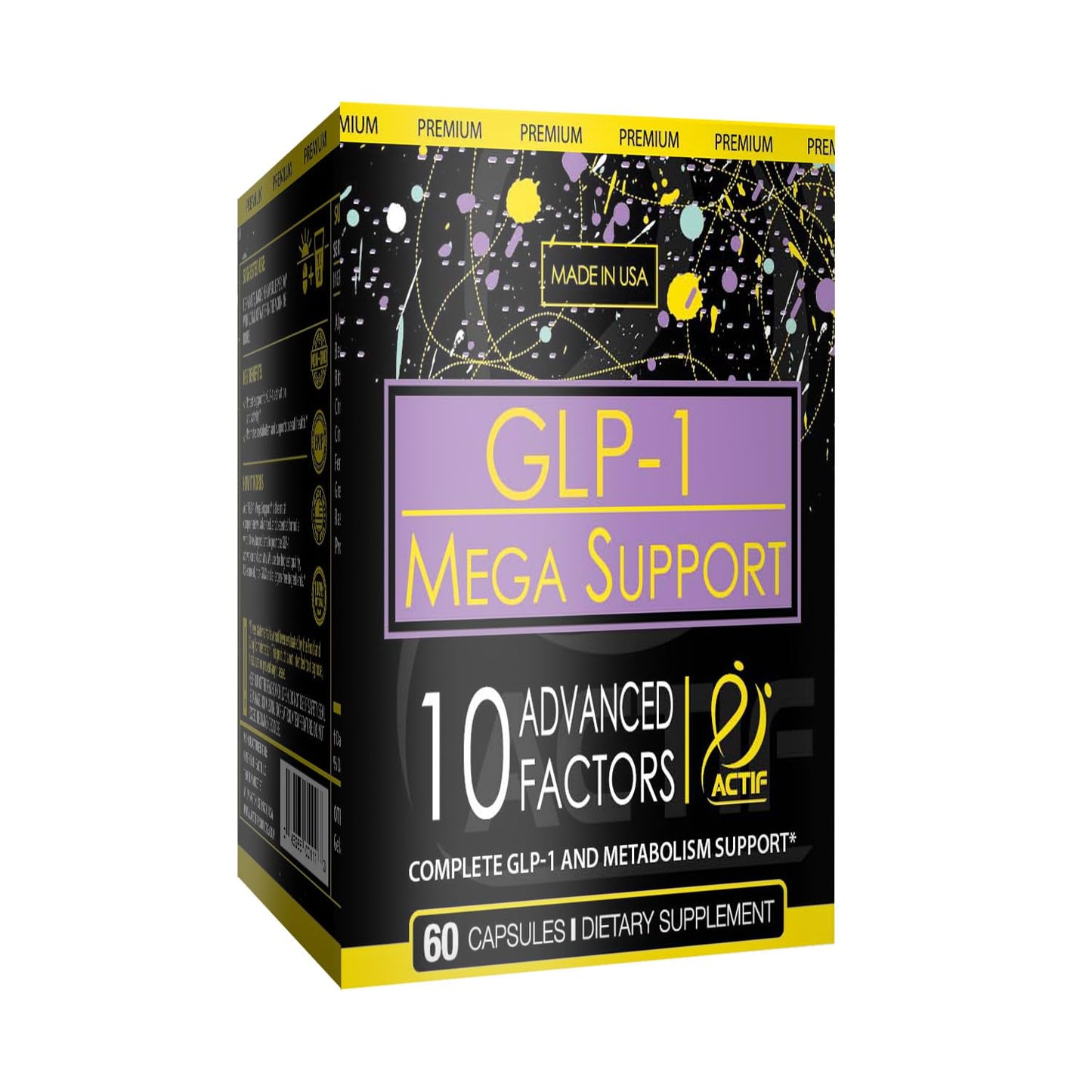 ACTIF GLP-1 Mega Support โ 60 Count, Probiotics, Made in USA
