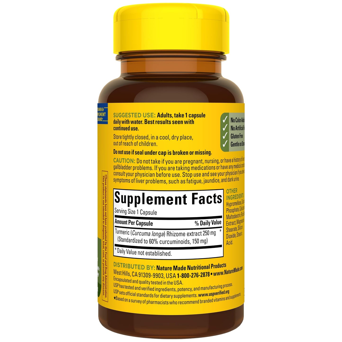 Nature Made High Absorption Turmeric Curcumin Capsules โ 250 mg, 30-Count