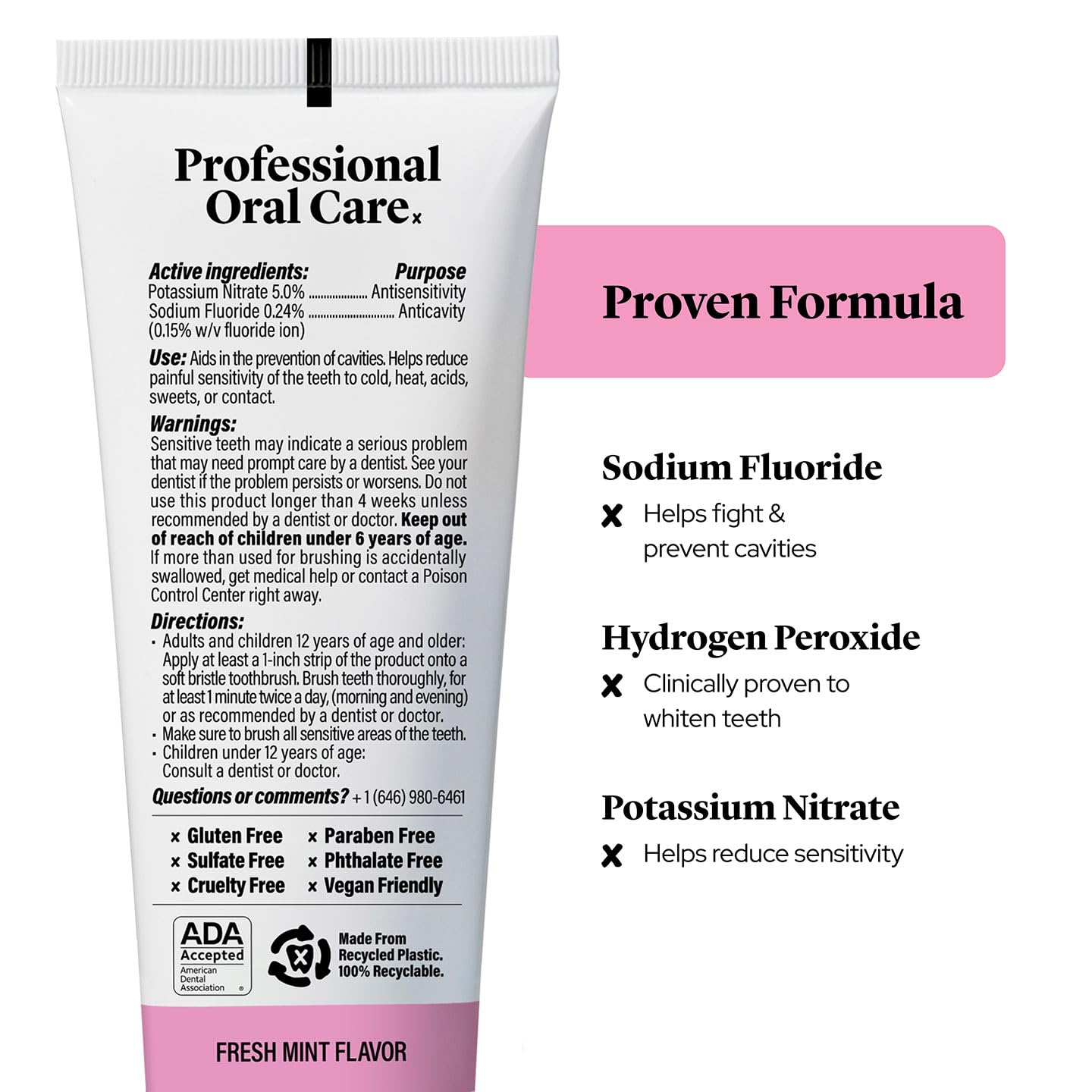 Made by Dentists Sensitive + Whitening Toothpaste โ ADA Approved, Vegan, Sulfate-Free, 2 x 4.2oz
