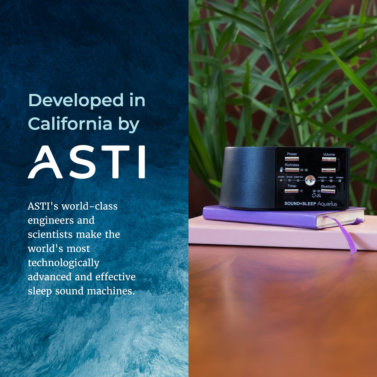 Adaptive Sound Technologies Sound + Sleep Aquarius Aquatic Noise Machine β Water Sounds for Sleep & Relaxation | Timer & Headphone Jack | Black