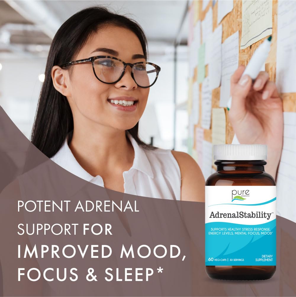 Adrenal Stability by Pure Essence โ Adrenal Fatigue Support with Ashwagandha & Holy Basil (60 Caps)