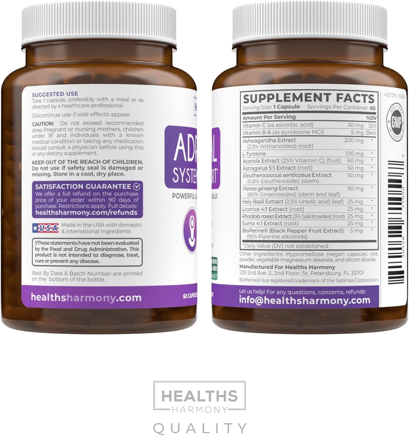 Adrenal System Support & Cortisol Manager β 60 Capsules (Ashwagandha & L-Tyrosine)