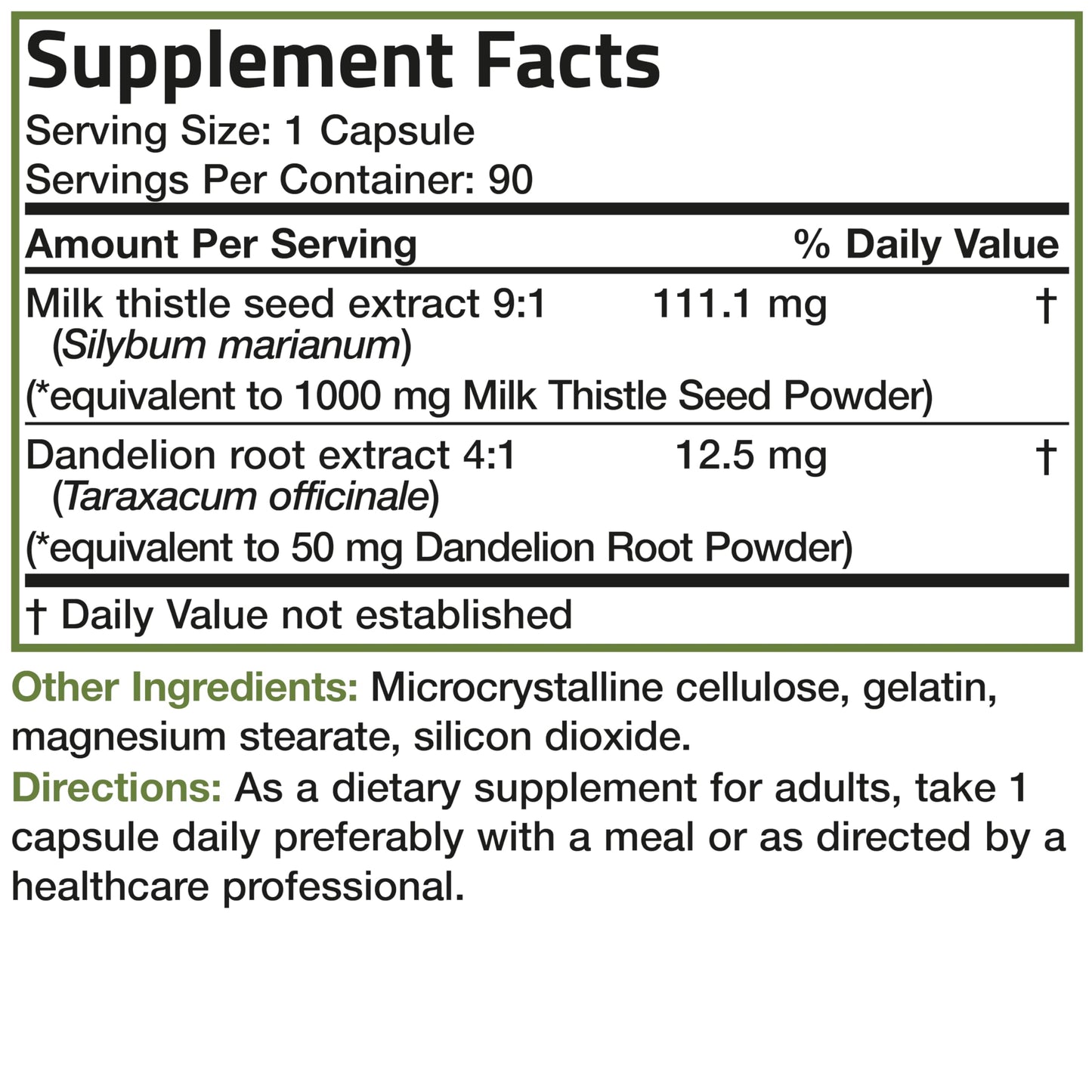 Bronson Milk Thistle Silymarin Marianum & Dandelion Root โ Liver Health, Antioxidant Support, 90 Capsules