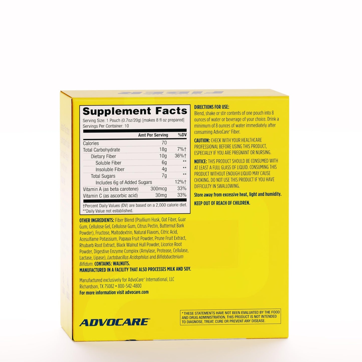 AdvoCare Fiber Dietary Supplement โ Daily Fiber Powder with Psyllium Husk (10 Pouches)