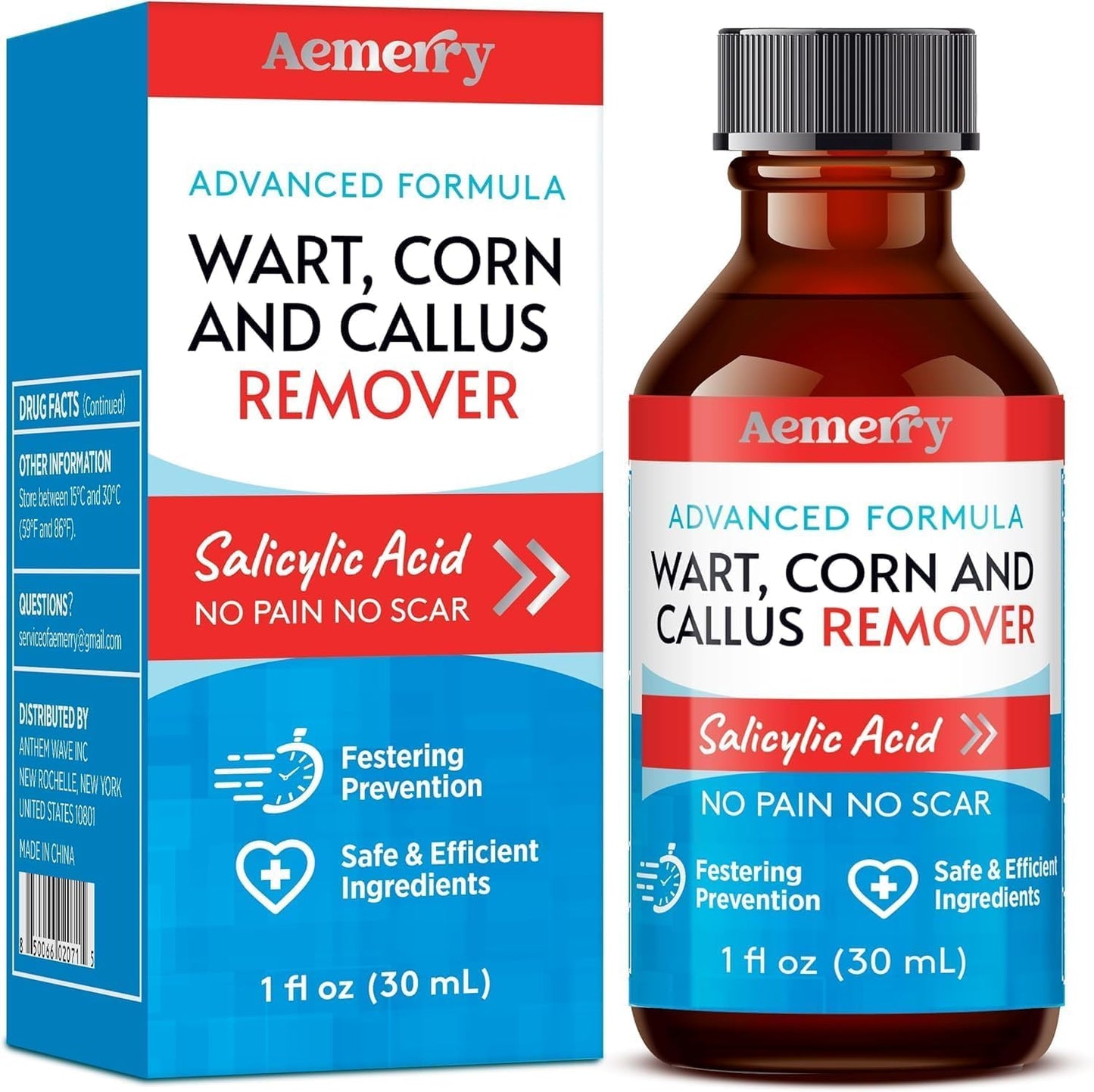 Aemerry Wart Corn Callus Remover โ Maximum Strength Liquid Salicylic Acid for Feet (30ml)