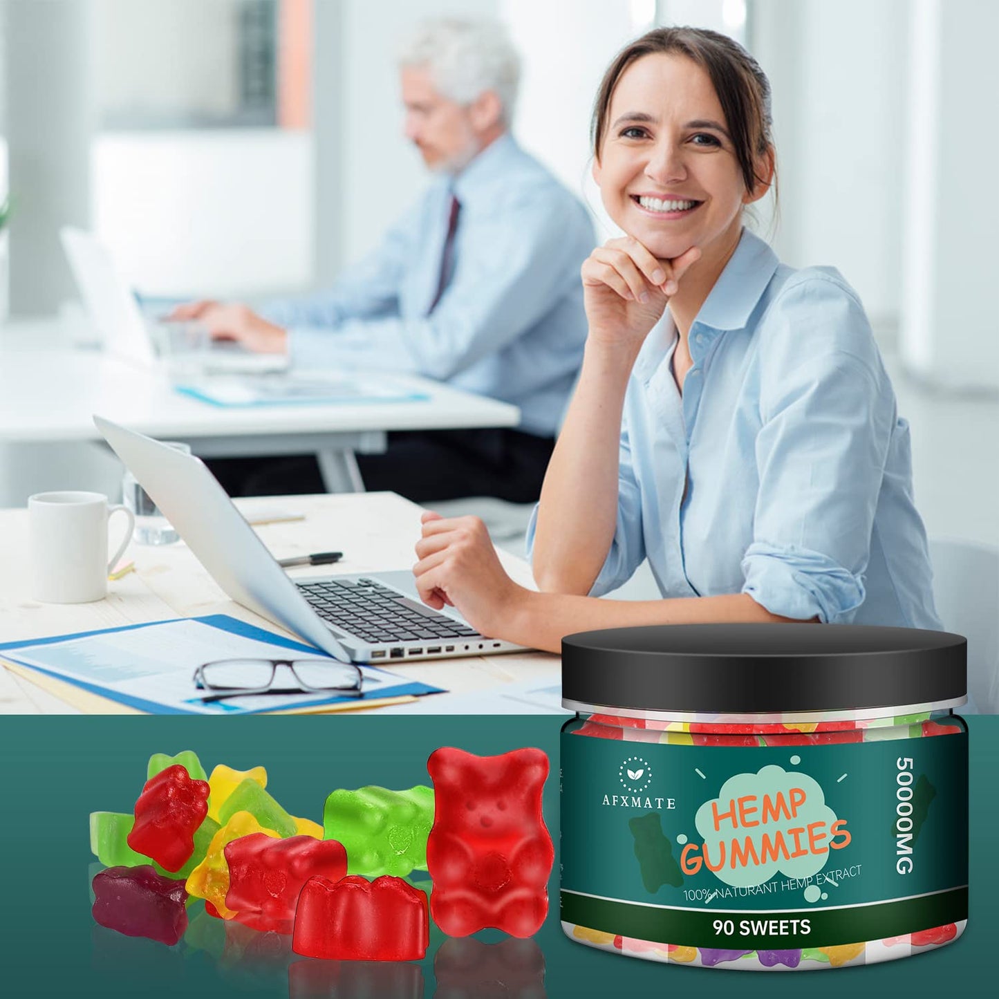 AFXMATE Hemp Gummies 50000 mg โ Fruit Flavored Gummy (90 Gummies)
